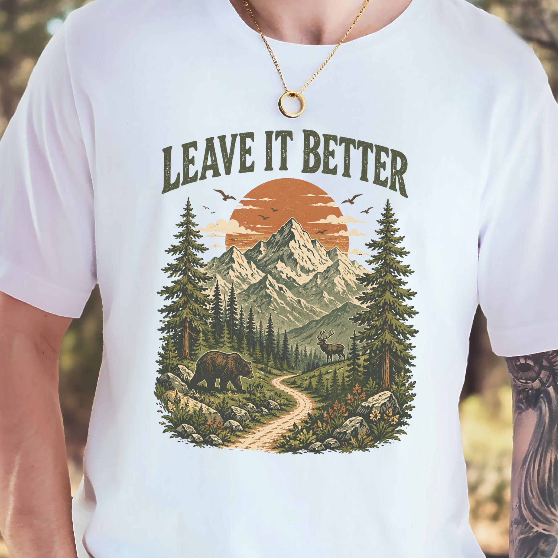 Leave It Better Retro Mountain Hiking Nature Lover Earth Day T-Shirt