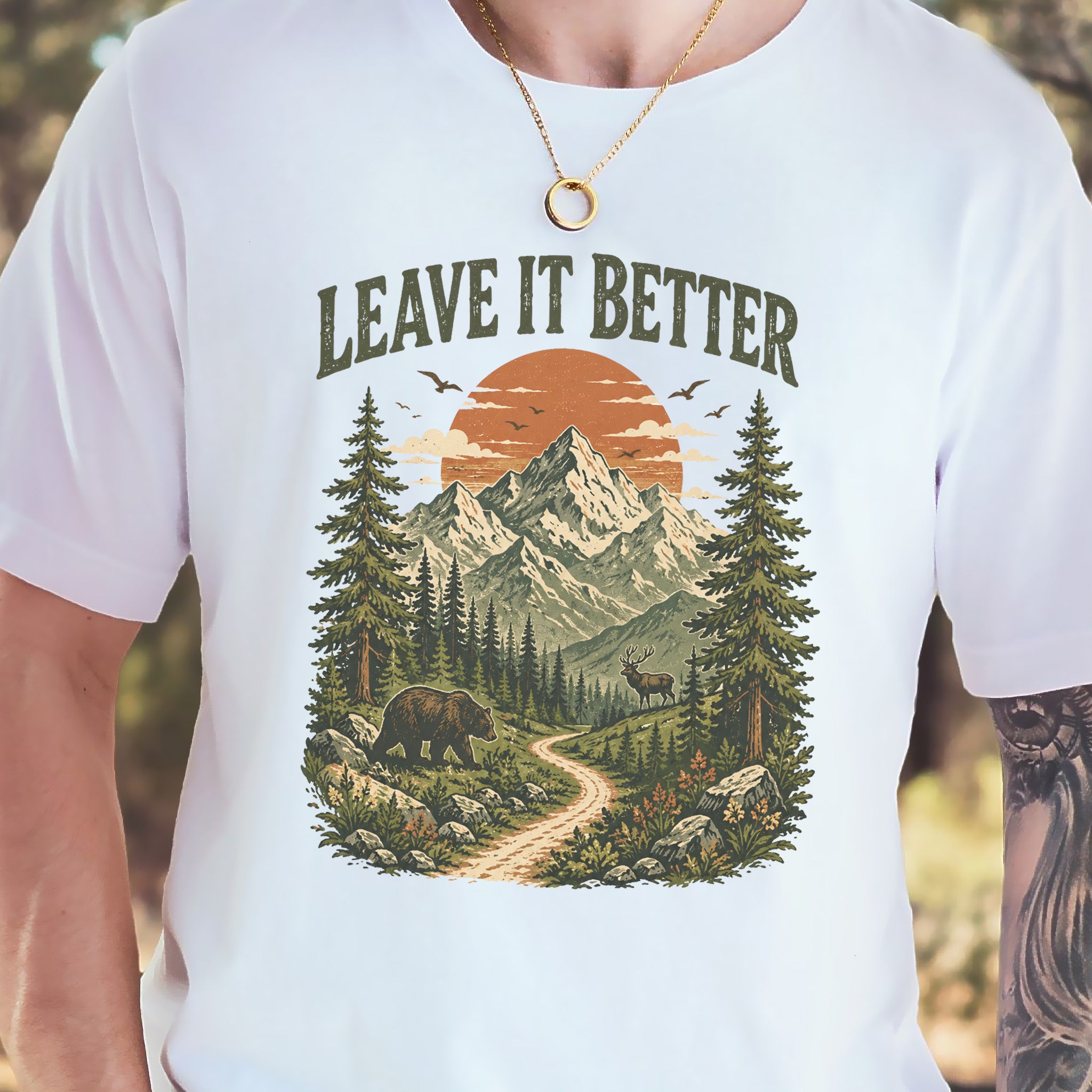 Leave It Better Retro Mountain Hiking Nature Lover Earth Day T-Shirt