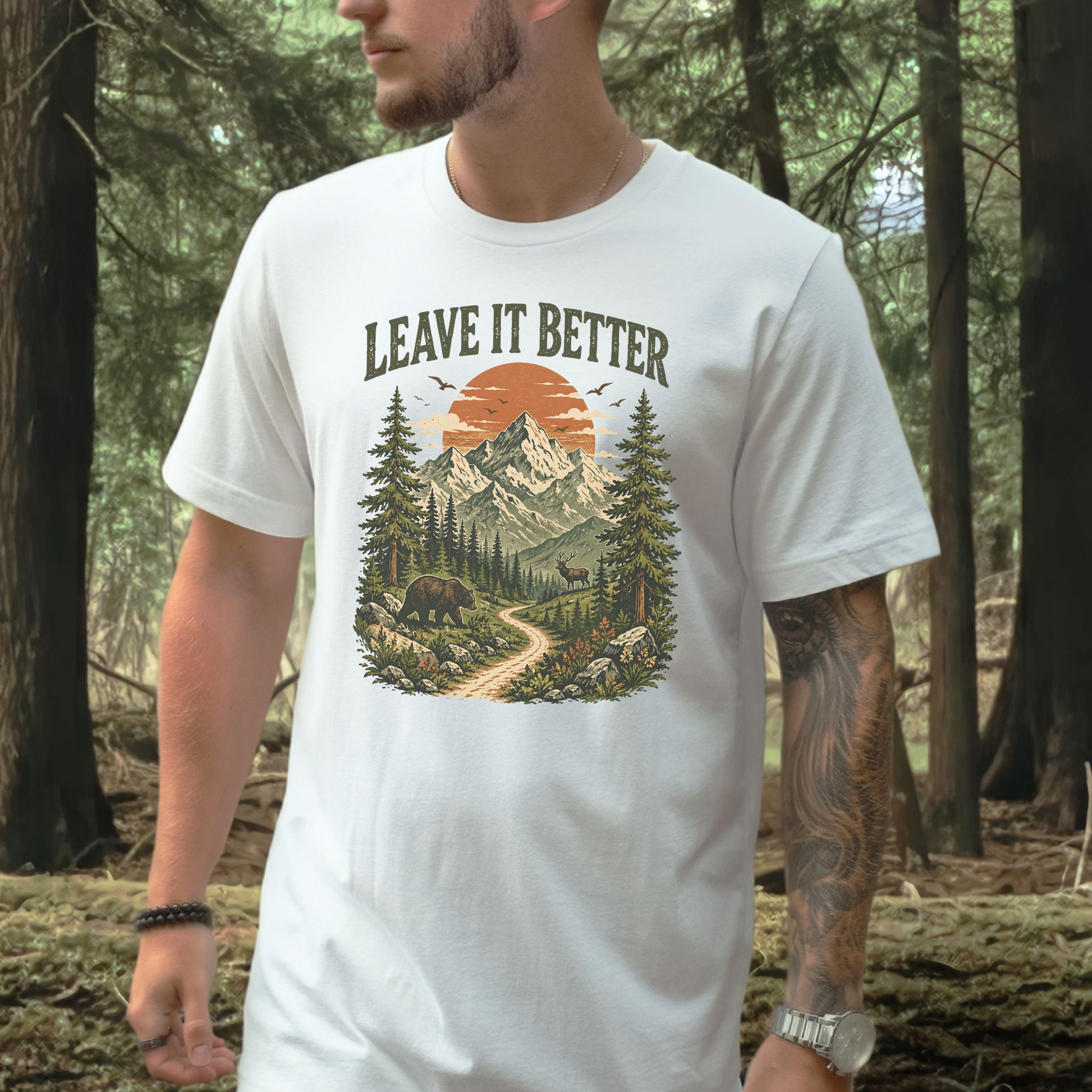 Leave It Better Retro Mountain Hiking Nature Lover Earth Day T-Shirt