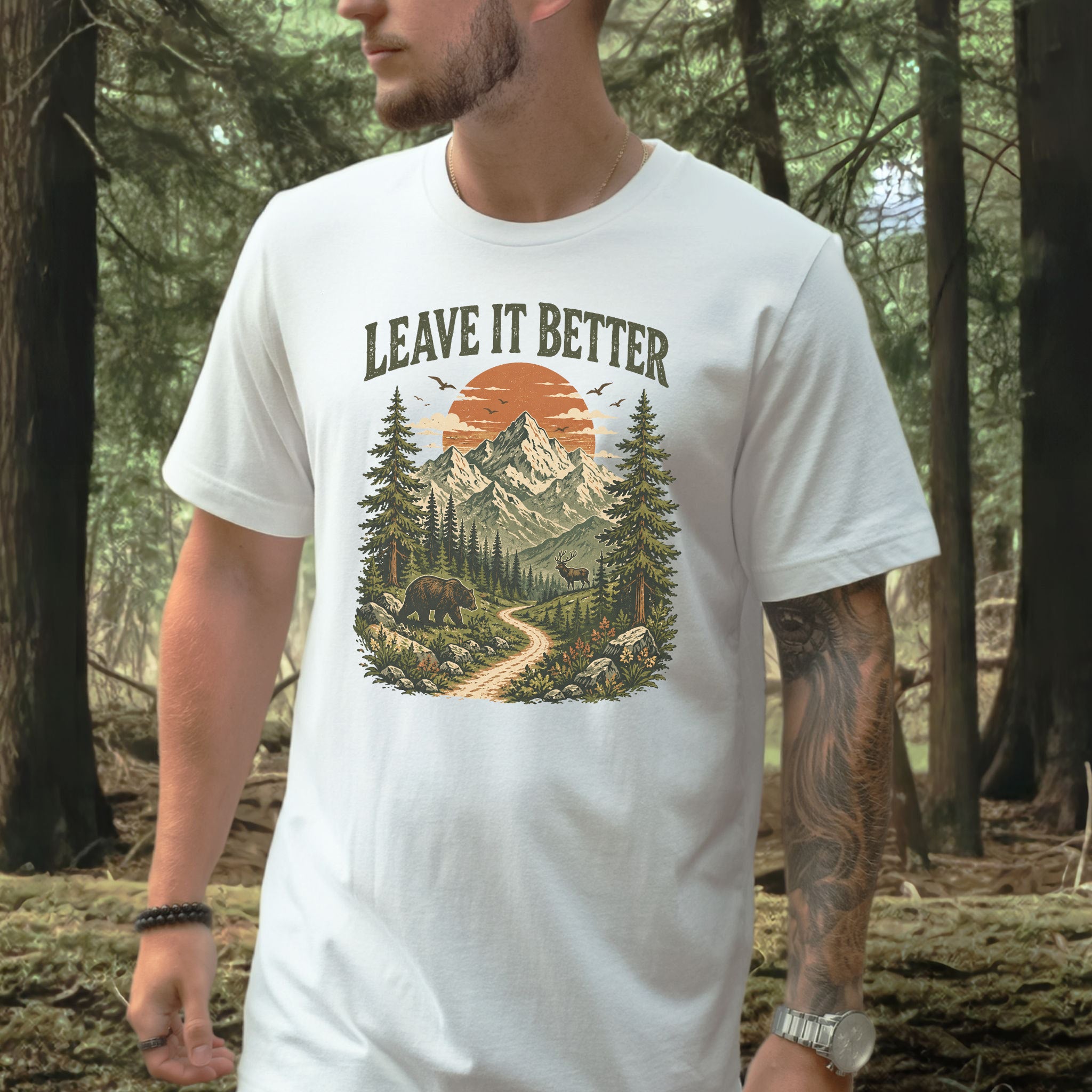 Leave It Better Retro Mountain Hiking Nature Lover Earth Day T-Shirt