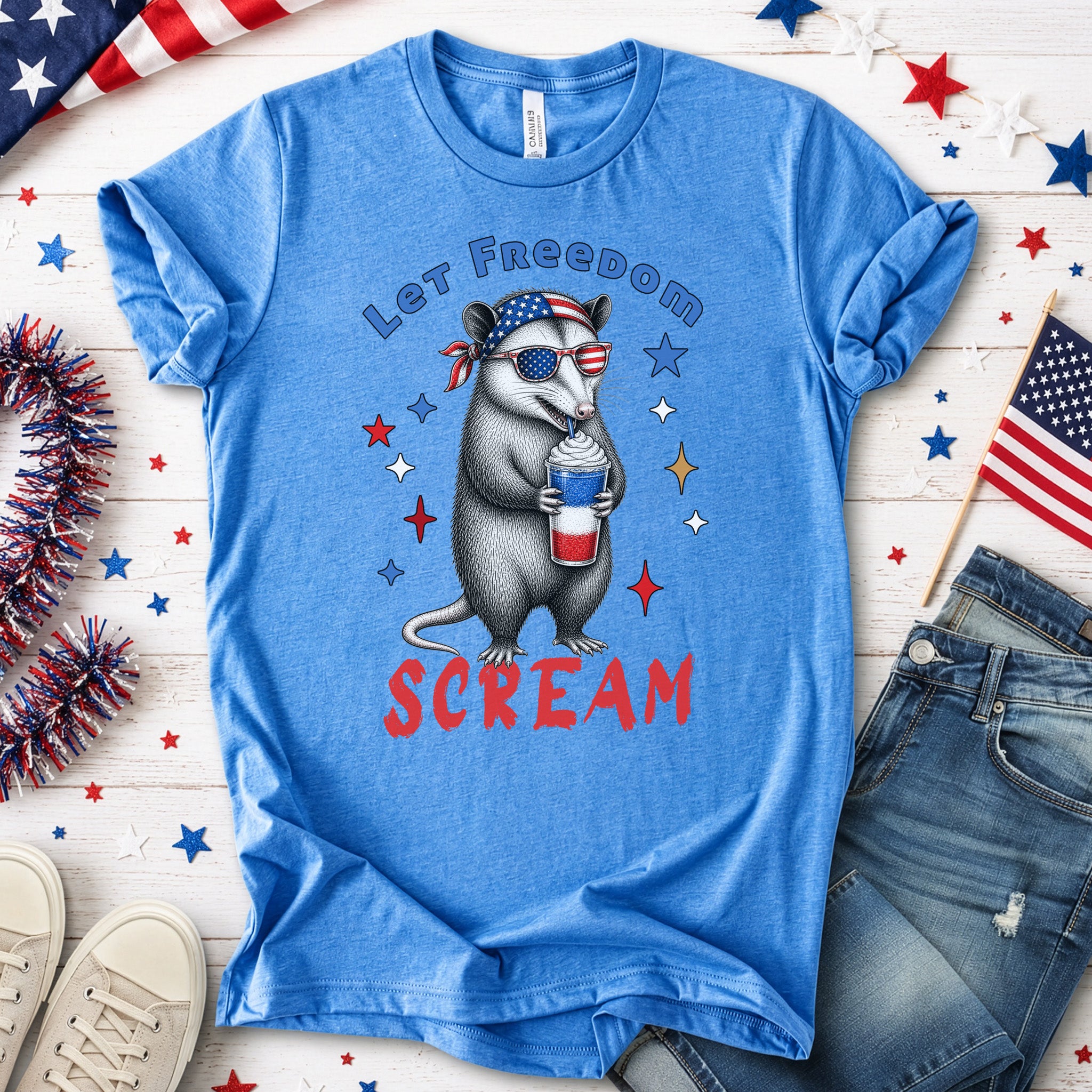 Let Freedom Scream Opossum 4th of July Funny Summer T-Shirt