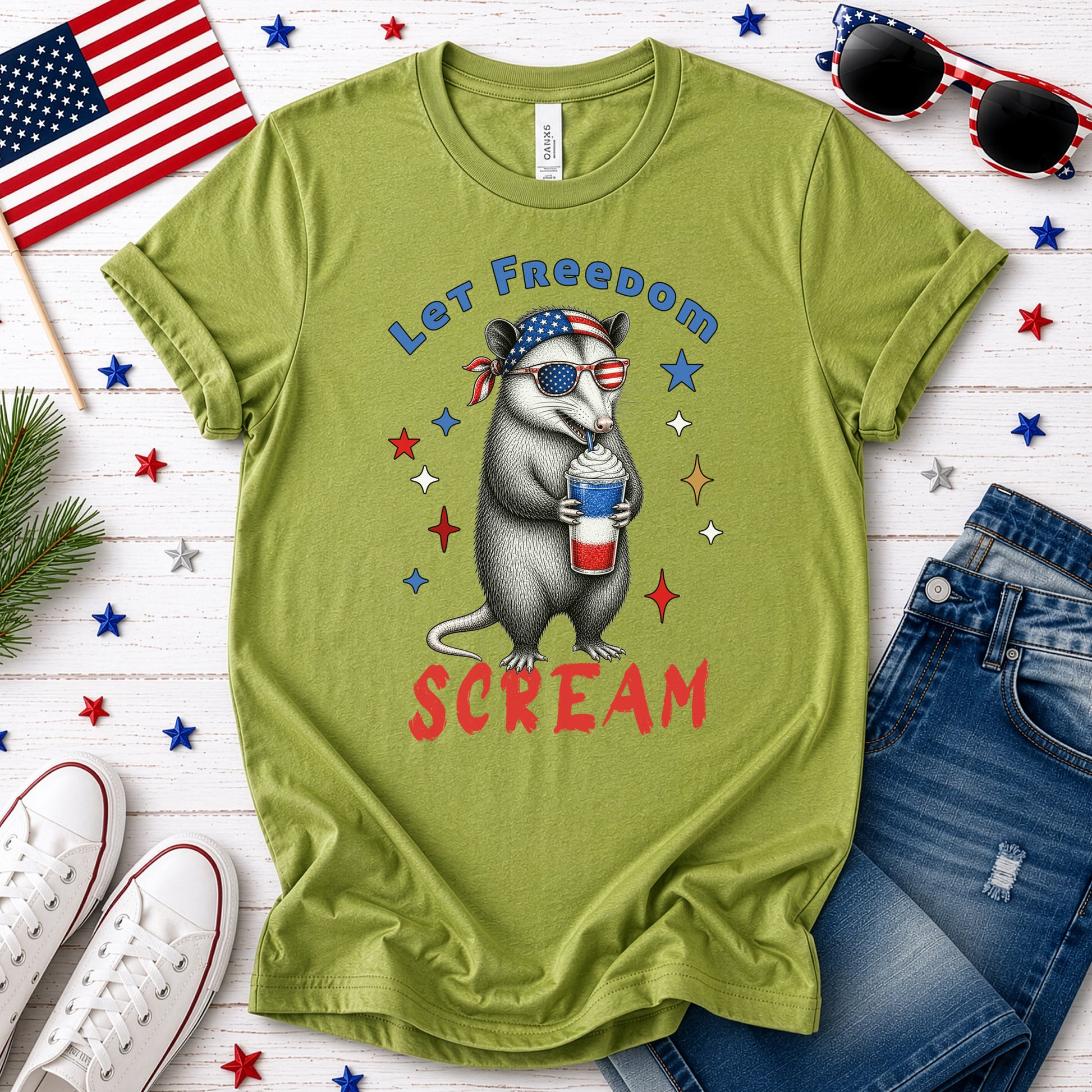 Let Freedom Scream Opossum 4th of July Funny Summer T-Shirt