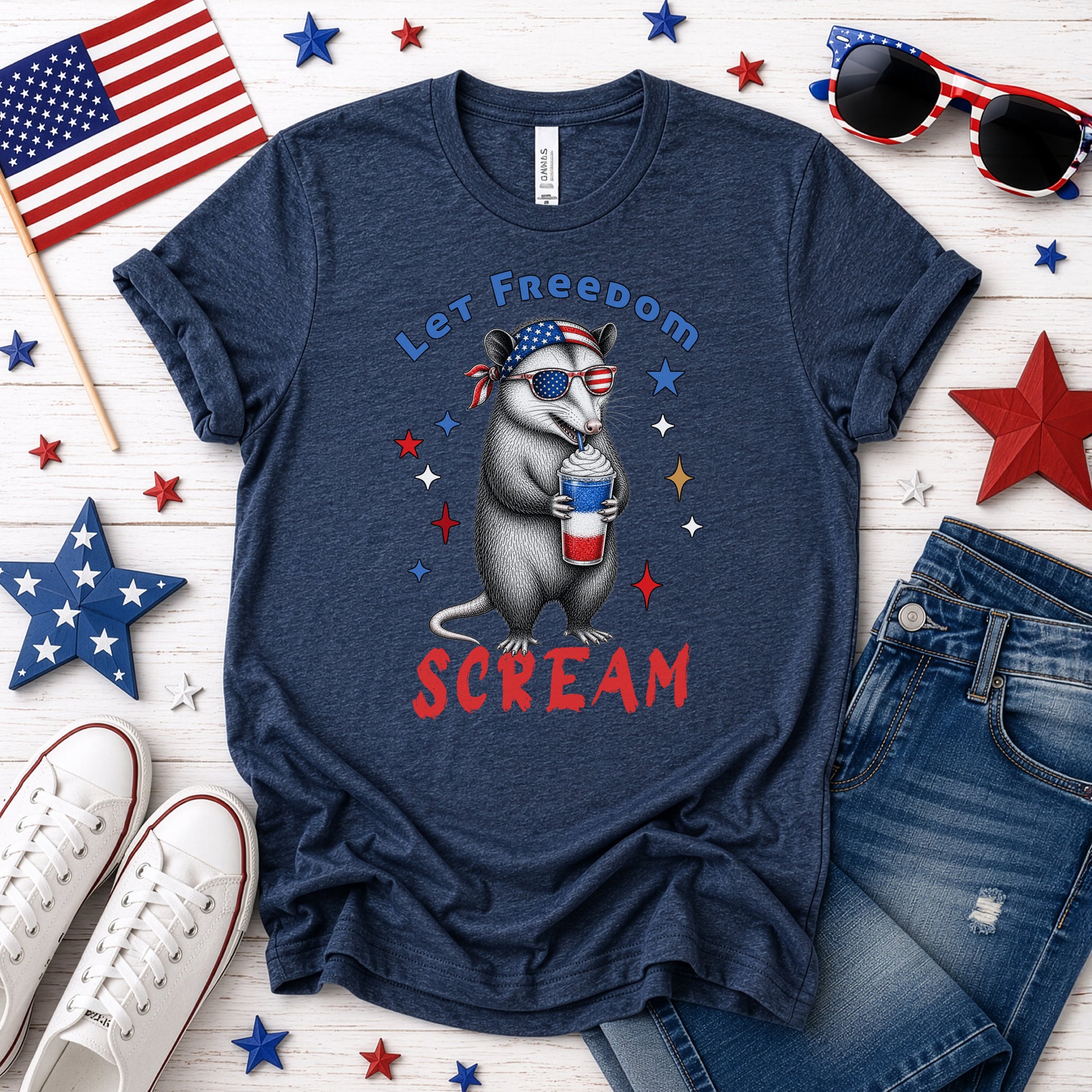 Let Freedom Scream Opossum 4th of July Funny Summer T-Shirt