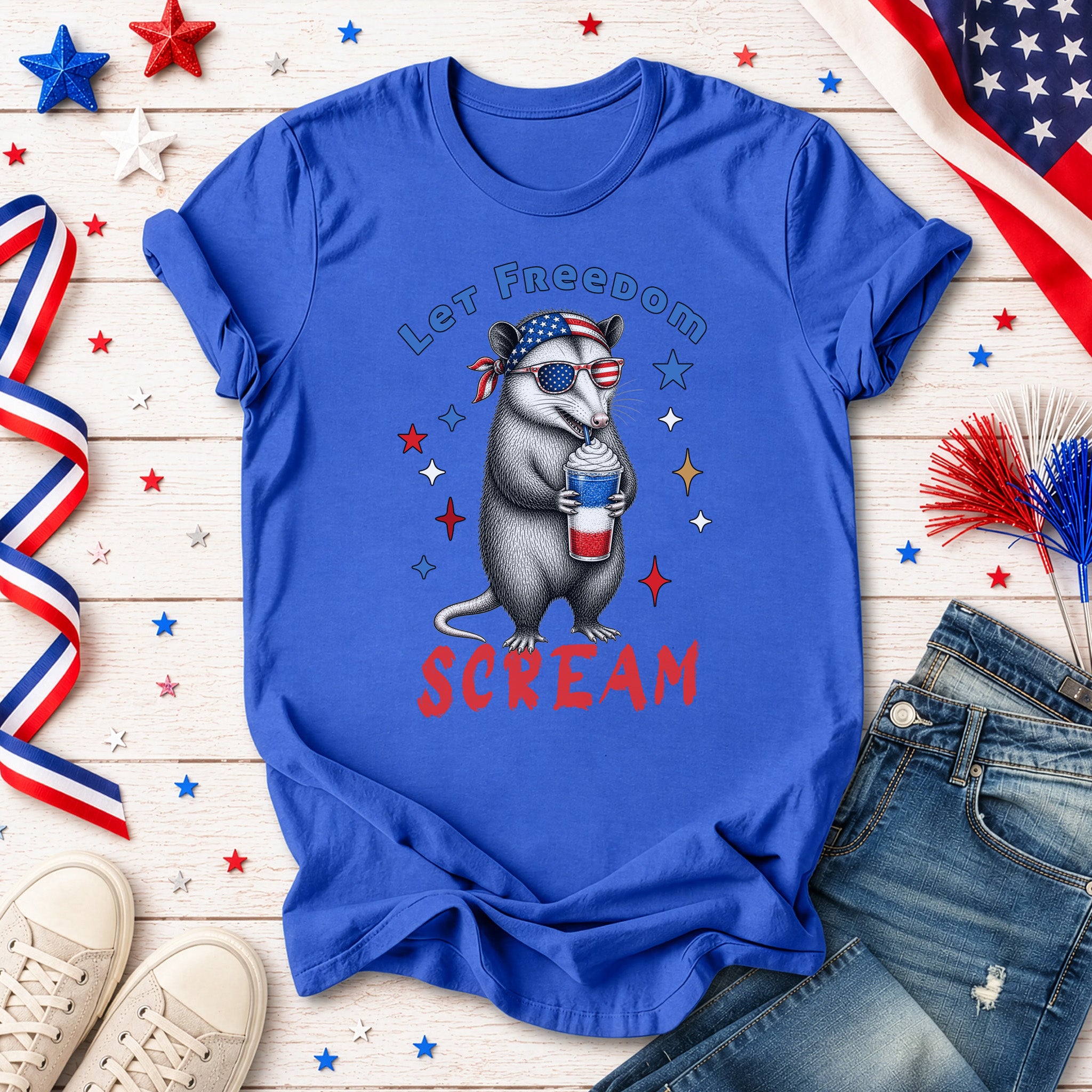 Let Freedom Scream Opossum 4th of July Funny Summer T-Shirt
