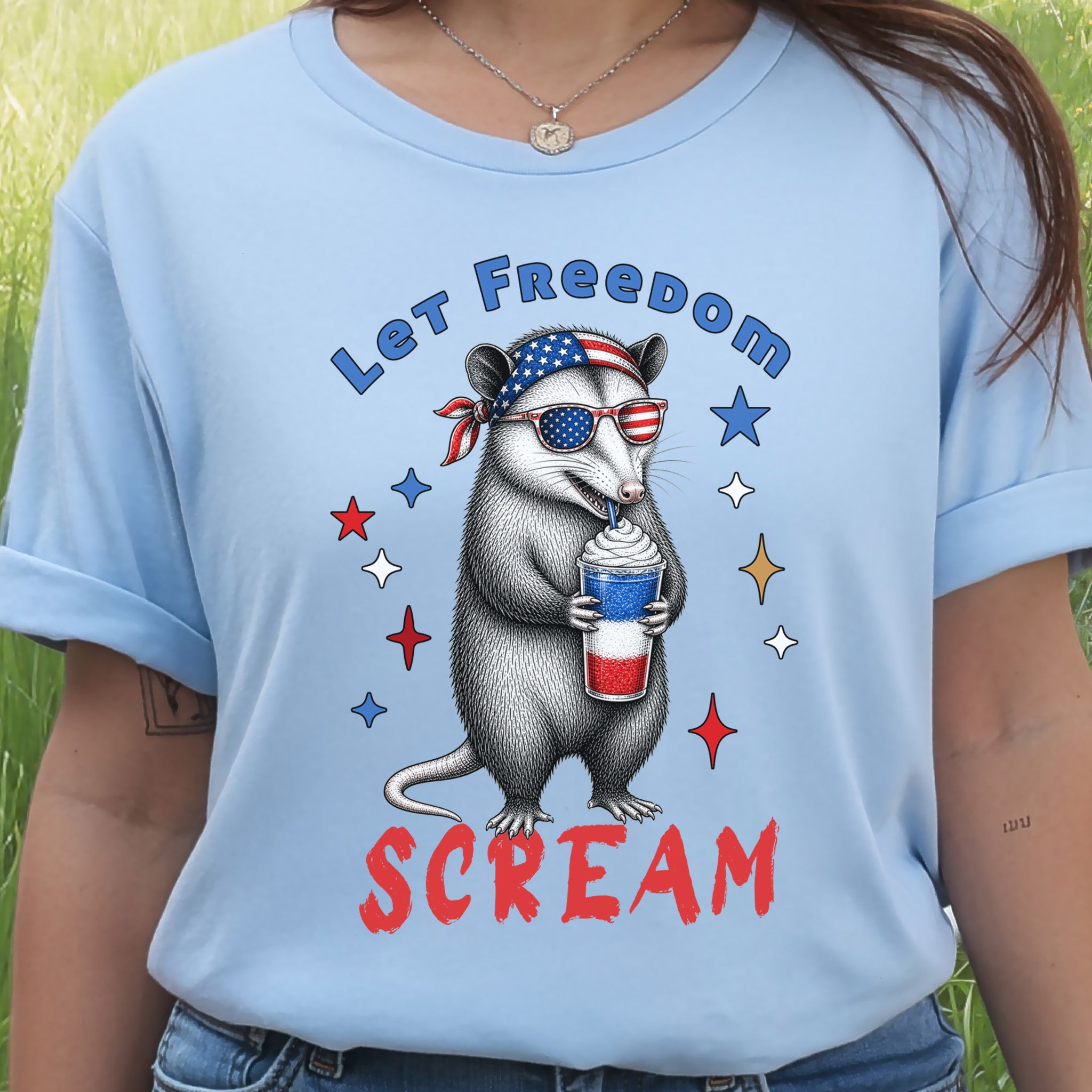 Let Freedom Scream Opossum 4th of July Funny Summer T-Shirt