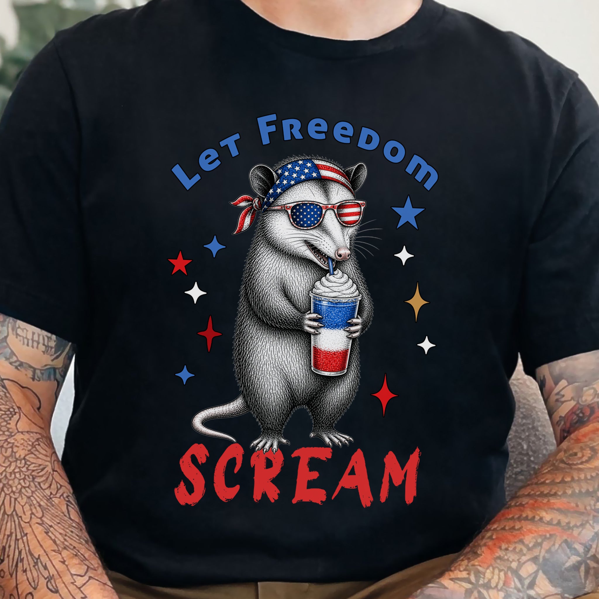 Let Freedom Scream Opossum 4th of July Funny Summer T-Shirt