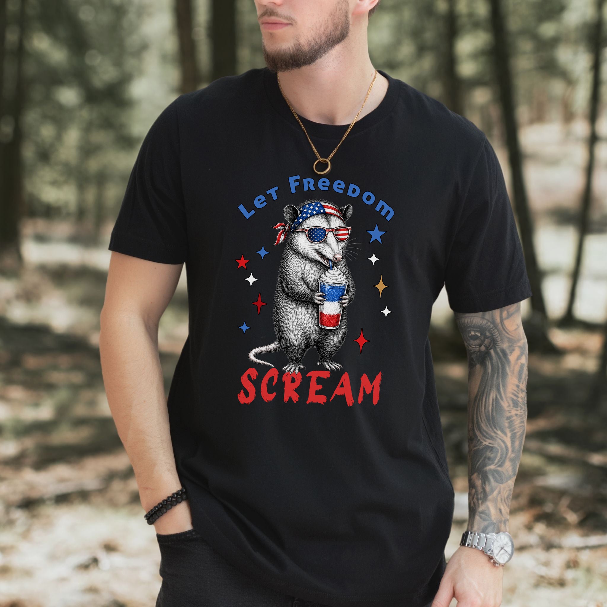 Let Freedom Scream Opossum 4th of July Funny Summer T-Shirt