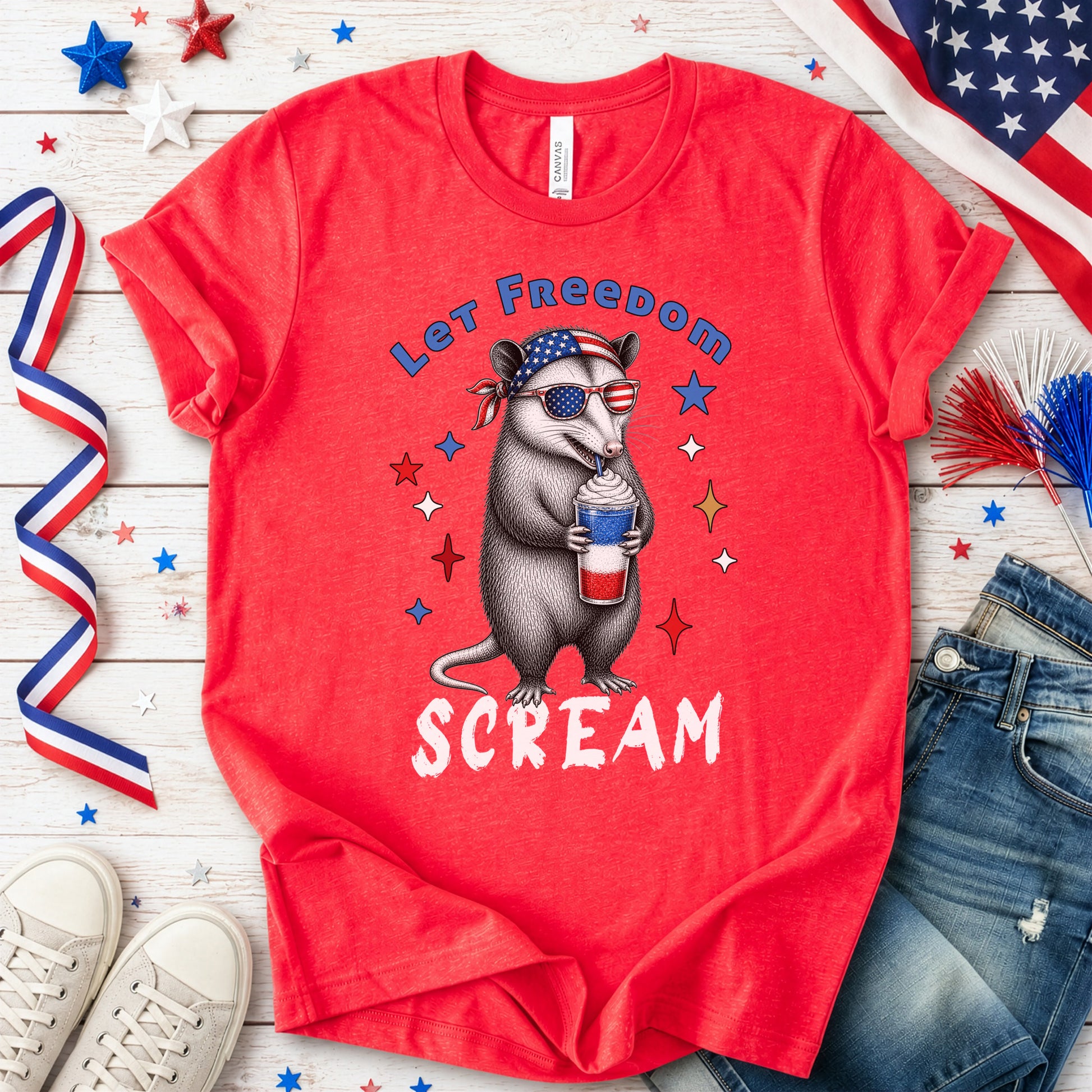 Let Freedom Scream Opossum 4th of July Funny Summer T-Shirt