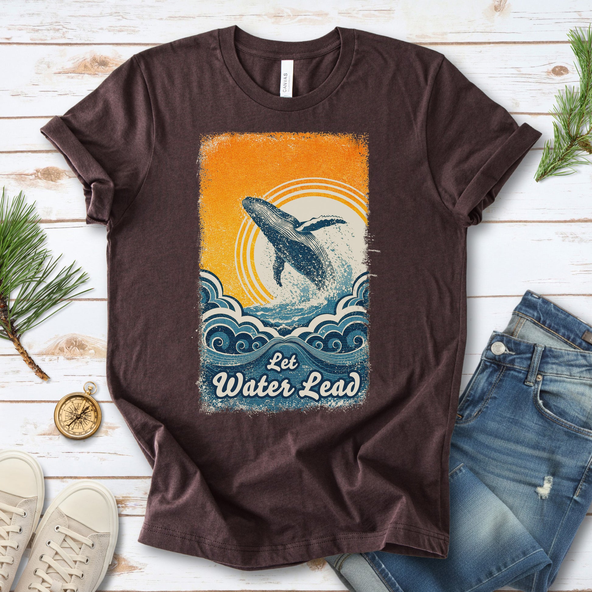 Let Water Lead Vintage Whale Wave T-Shirt