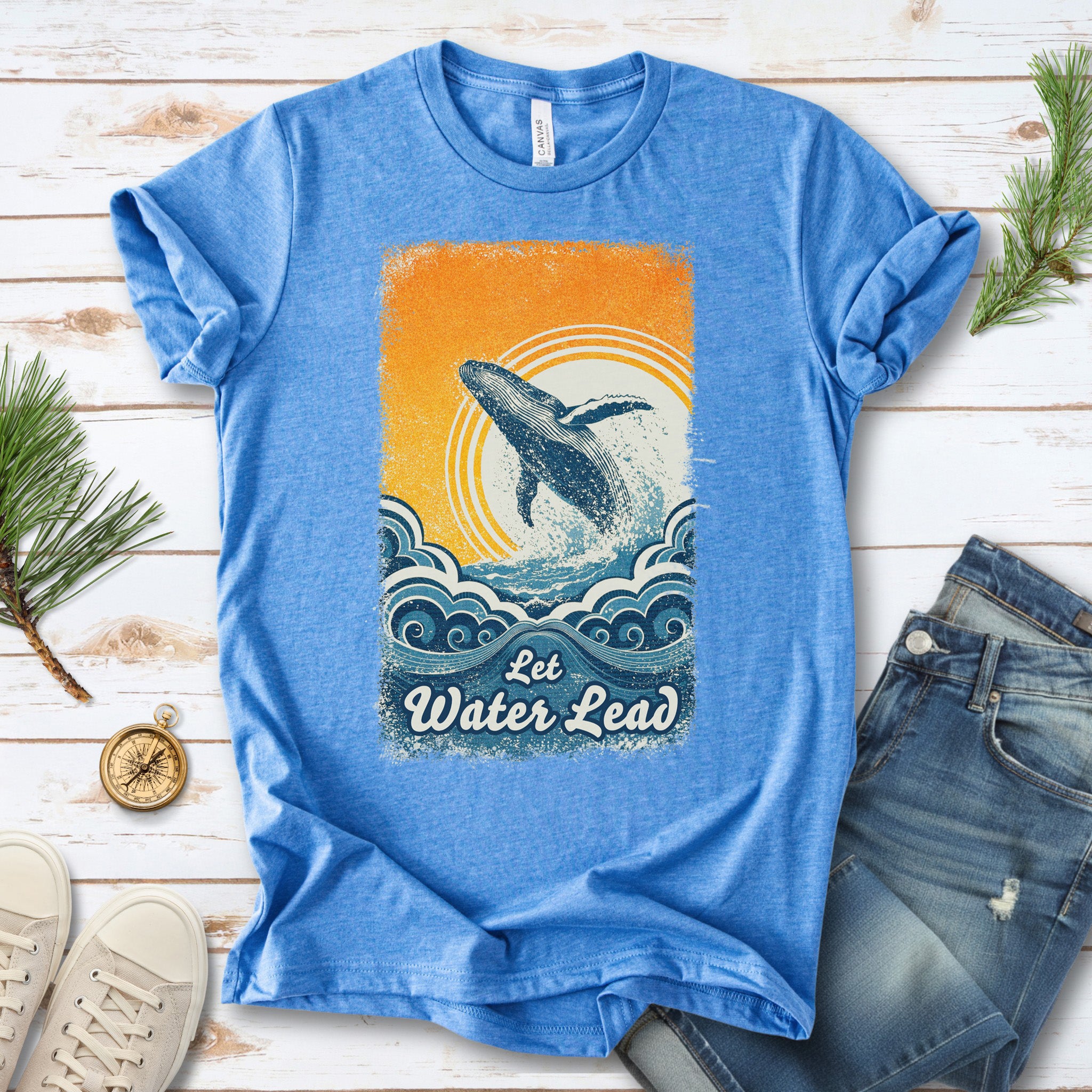 Let Water Lead Vintage Whale Wave T-Shirt