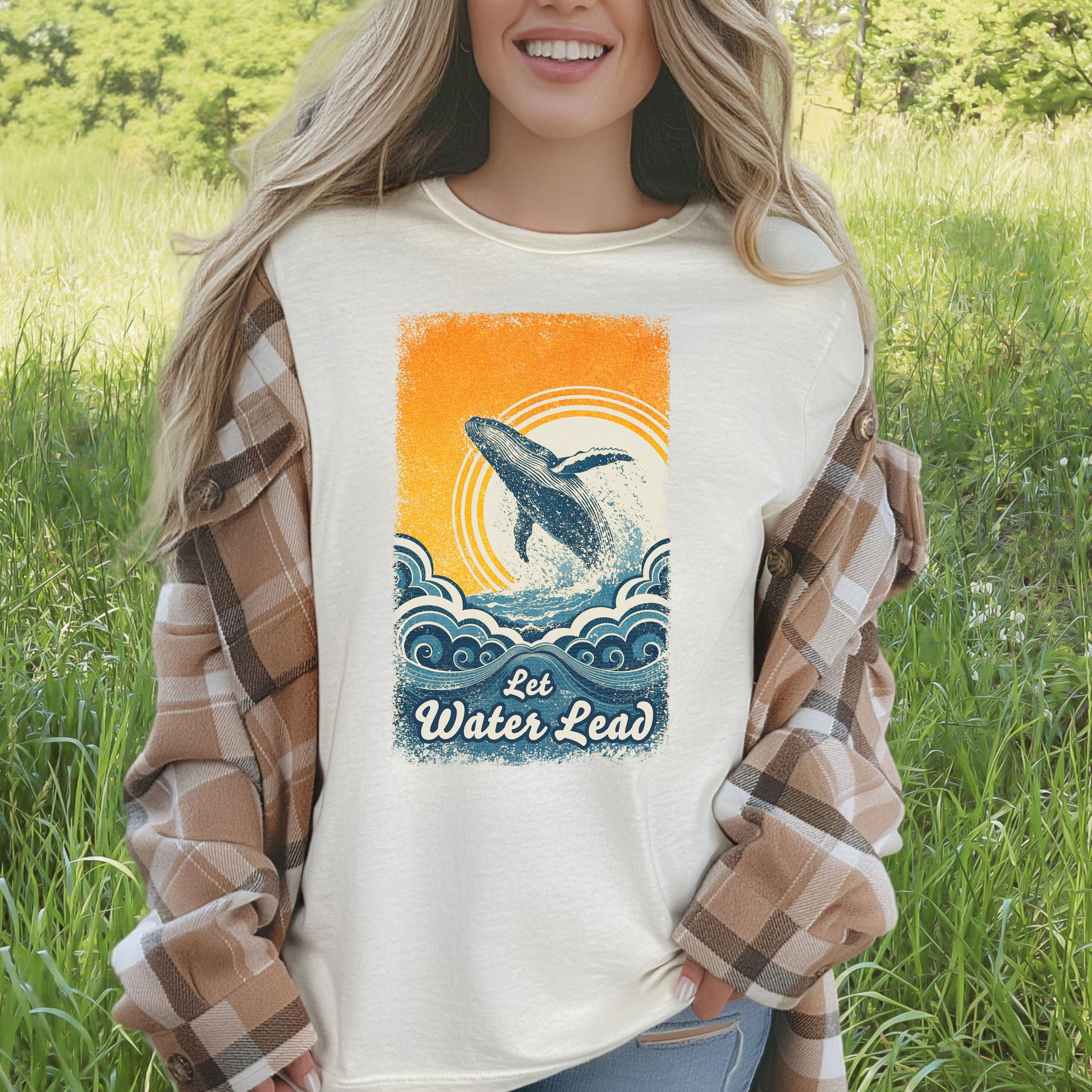 Let Water Lead Vintage Whale Wave T-Shirt