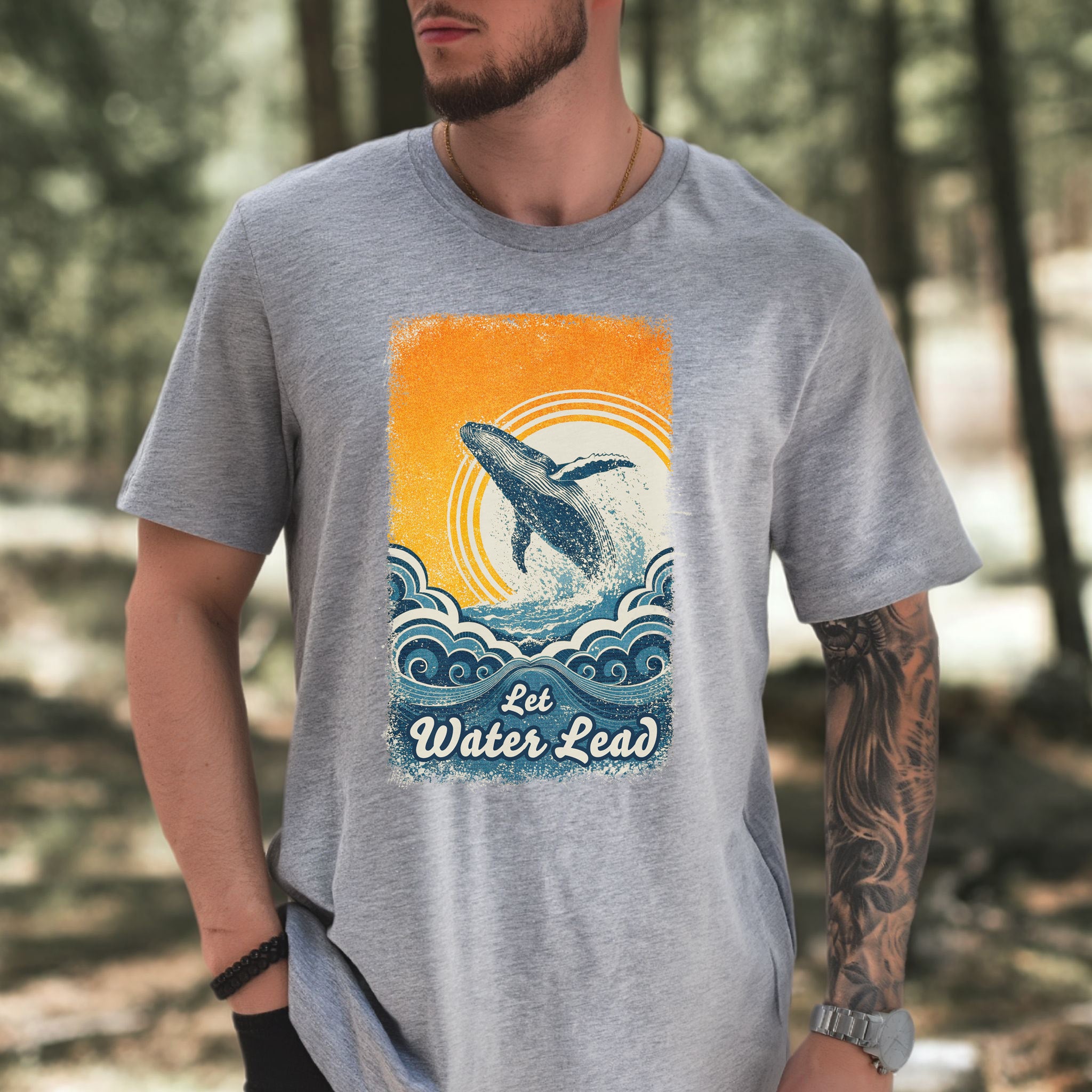 Let Water Lead Vintage Whale Wave T-Shirt