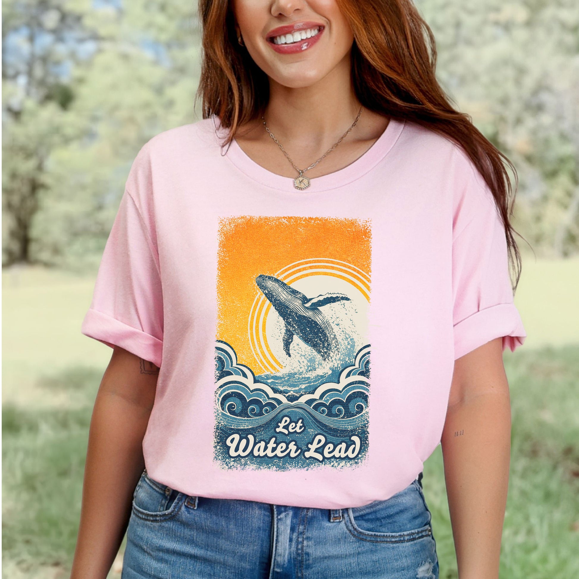 Let Water Lead Vintage Whale Wave T-Shirt