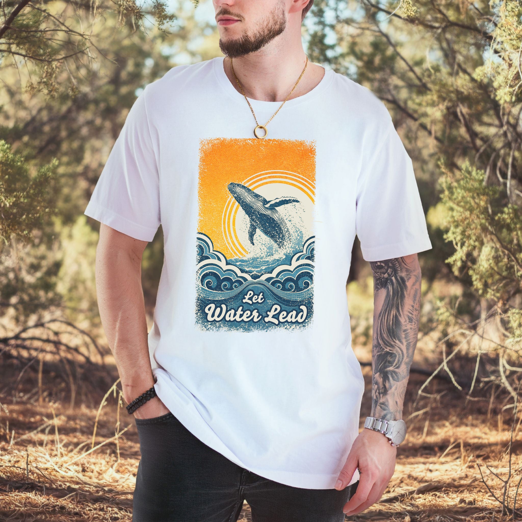 Let Water Lead Vintage Whale Wave T-Shirt