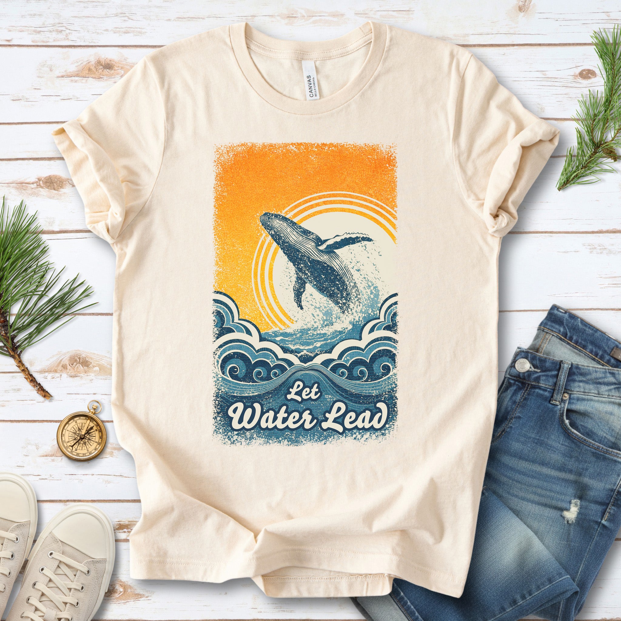 Let Water Lead Vintage Whale Wave T-Shirt