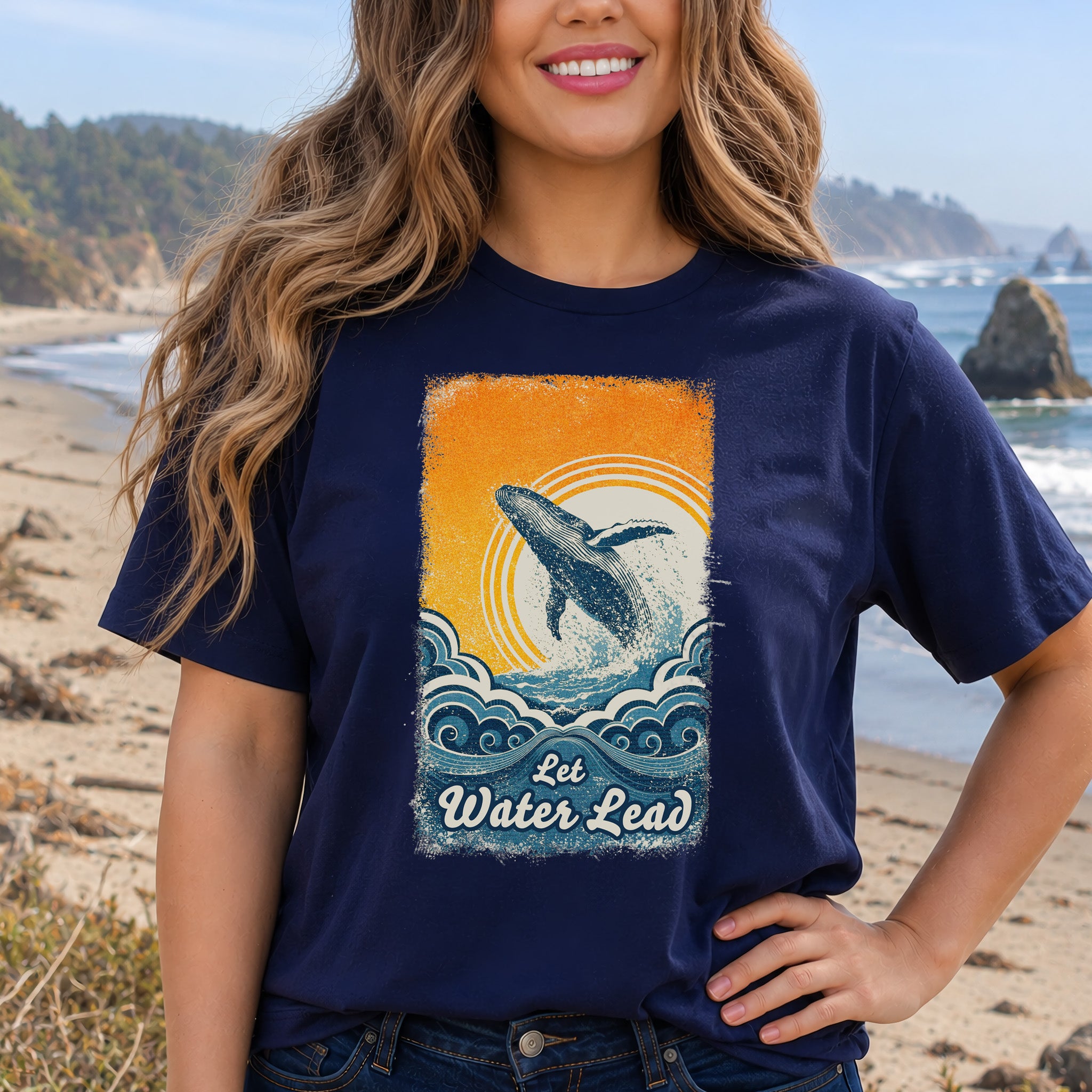 Let Water Lead Vintage Whale Wave T-Shirt