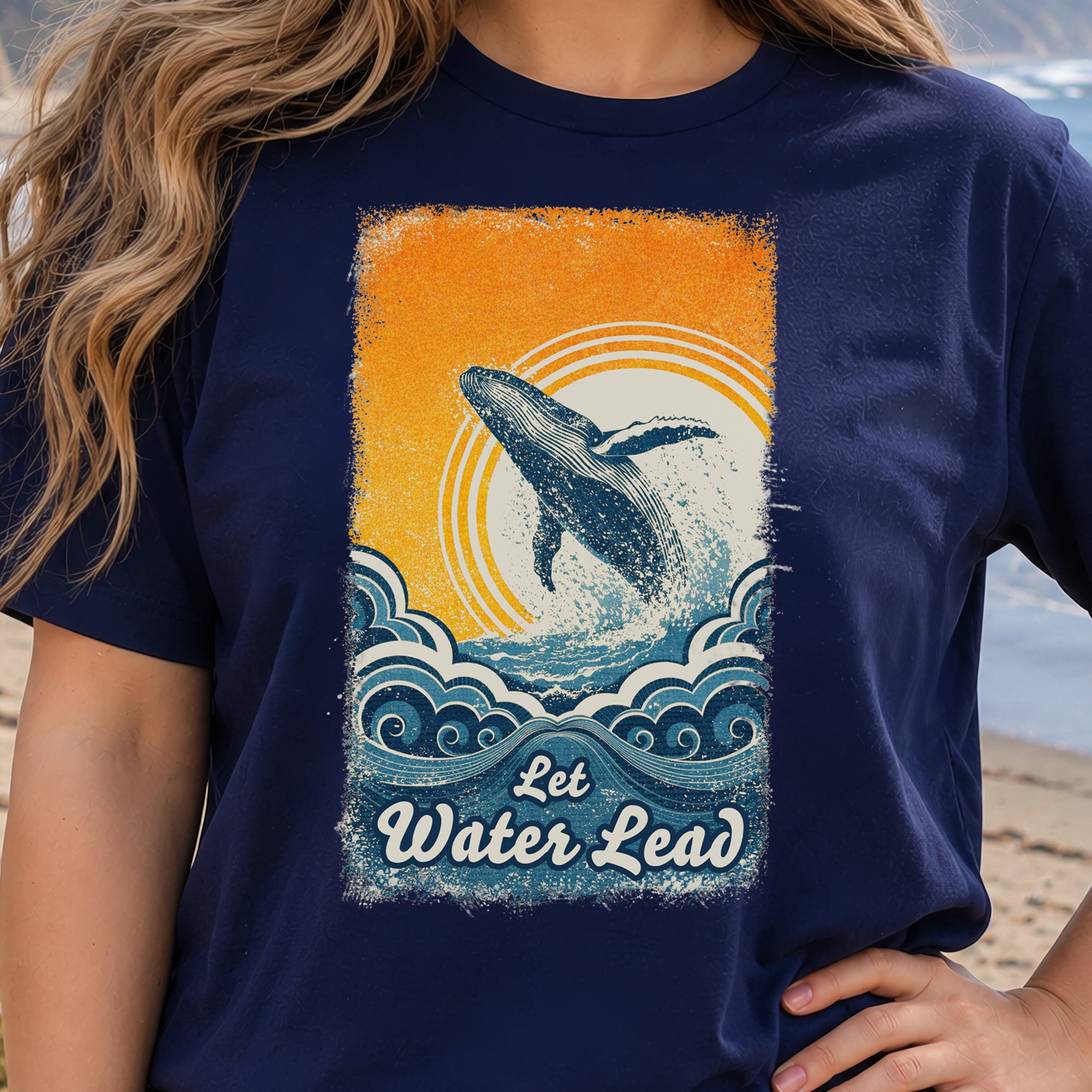 Let Water Lead Vintage Whale Wave T-Shirt