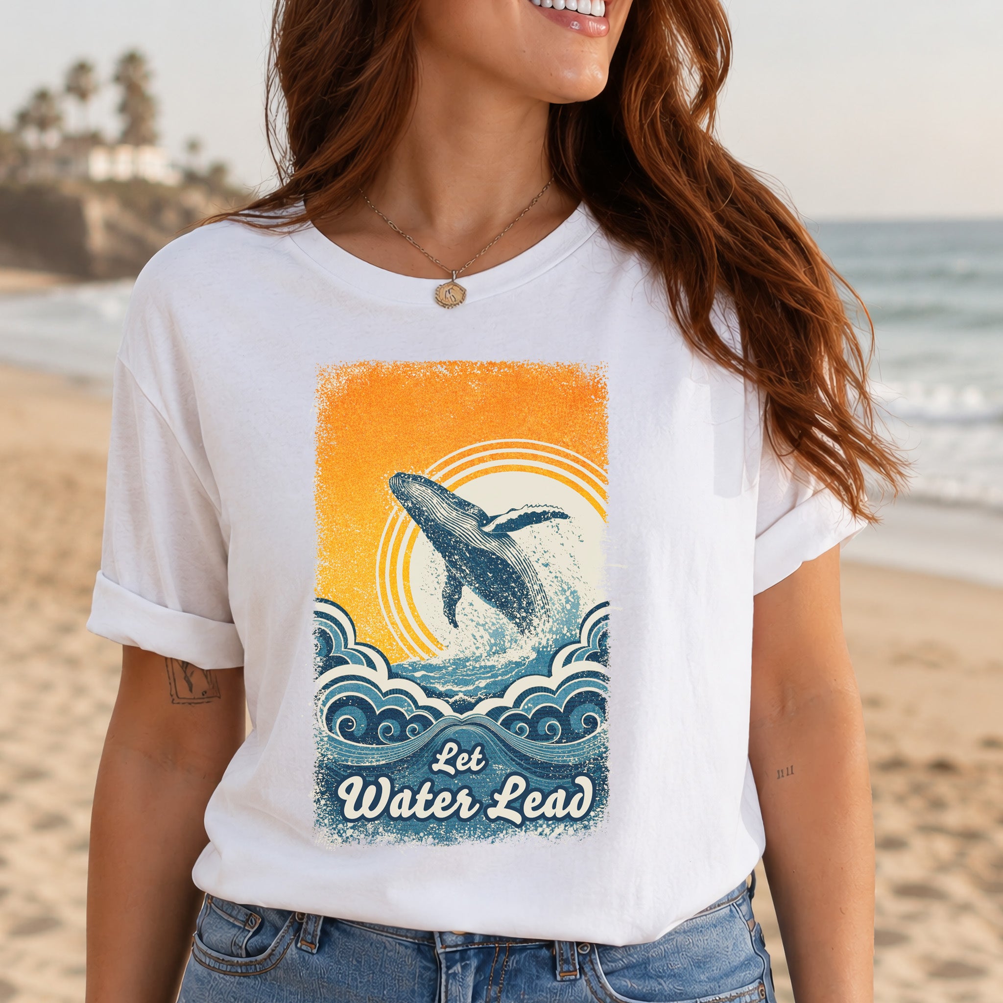 Let Water Lead Vintage Whale Wave T-Shirt