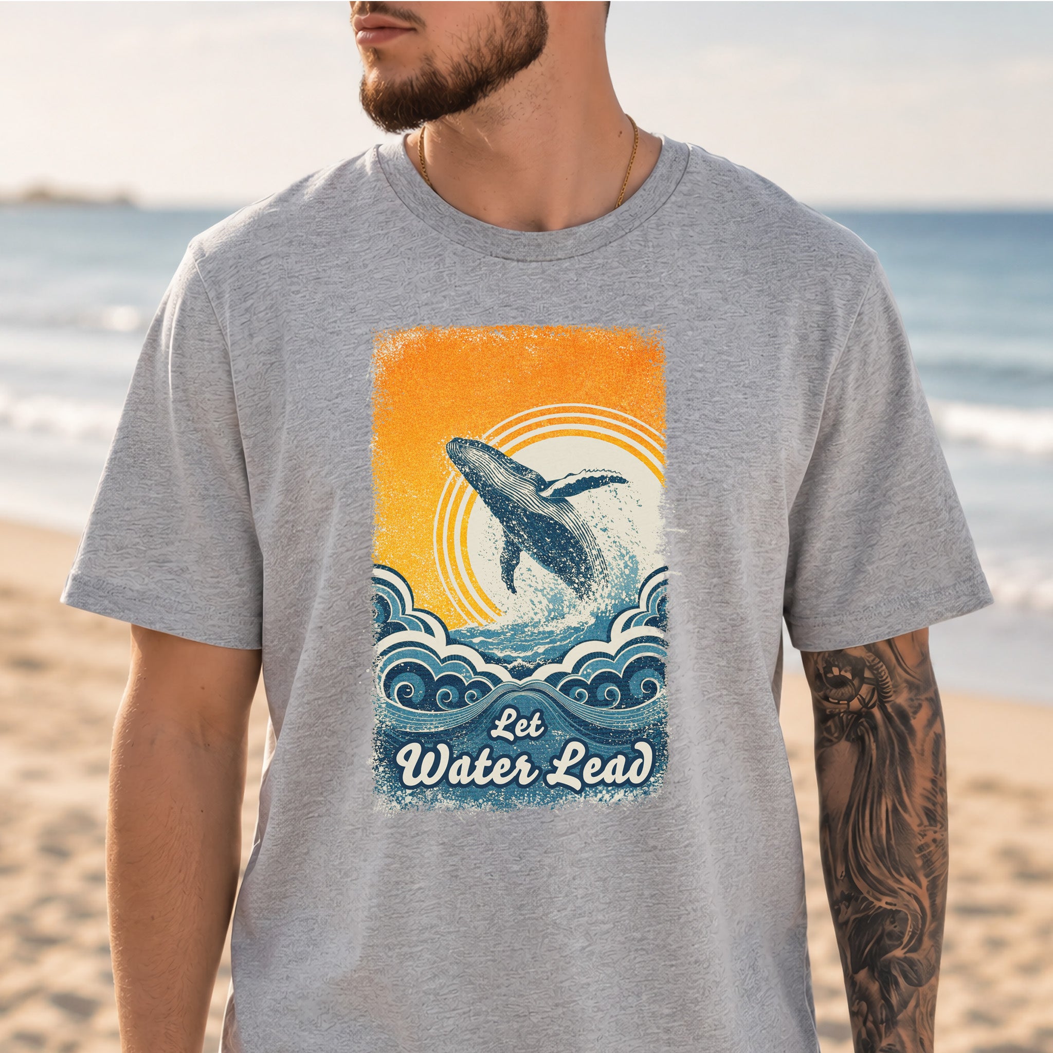 Let Water Lead Vintage Whale Wave T-Shirt