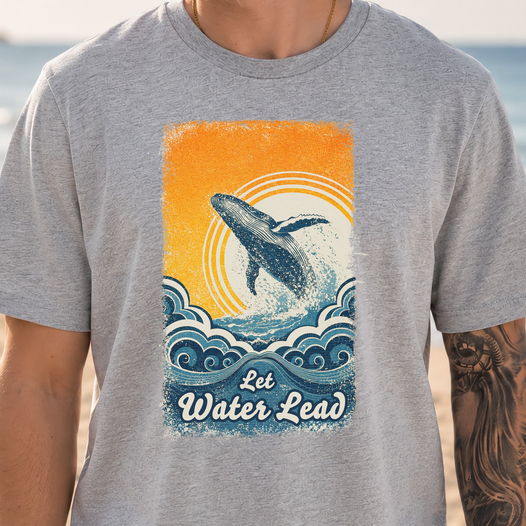 Let Water Lead Vintage Whale Wave T-Shirt