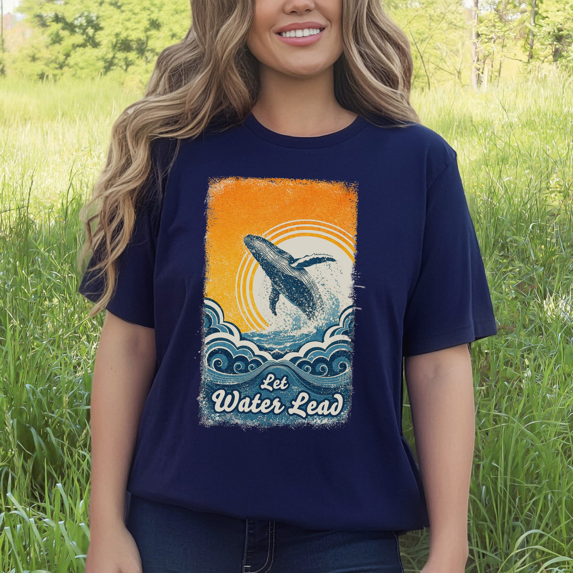 Let Water Lead Vintage Whale Wave T-Shirt