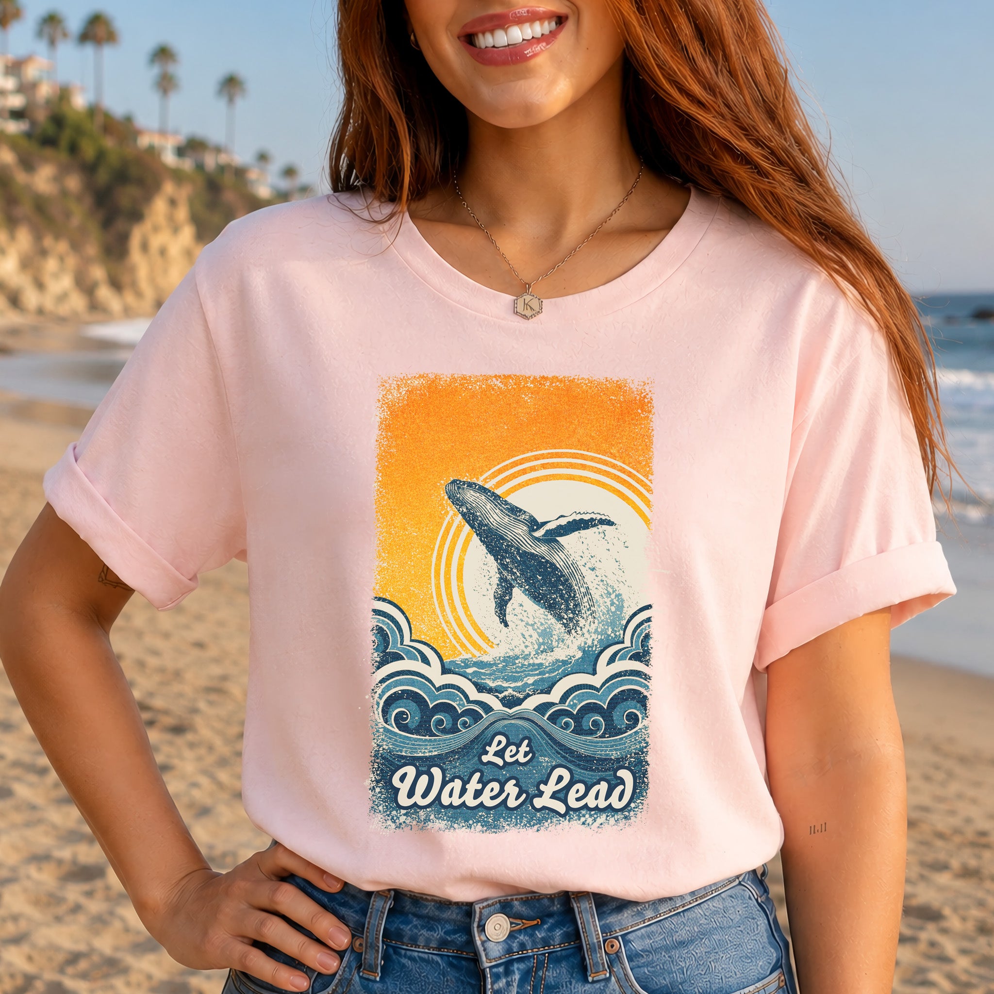 Let Water Lead Vintage Whale Wave T-Shirt