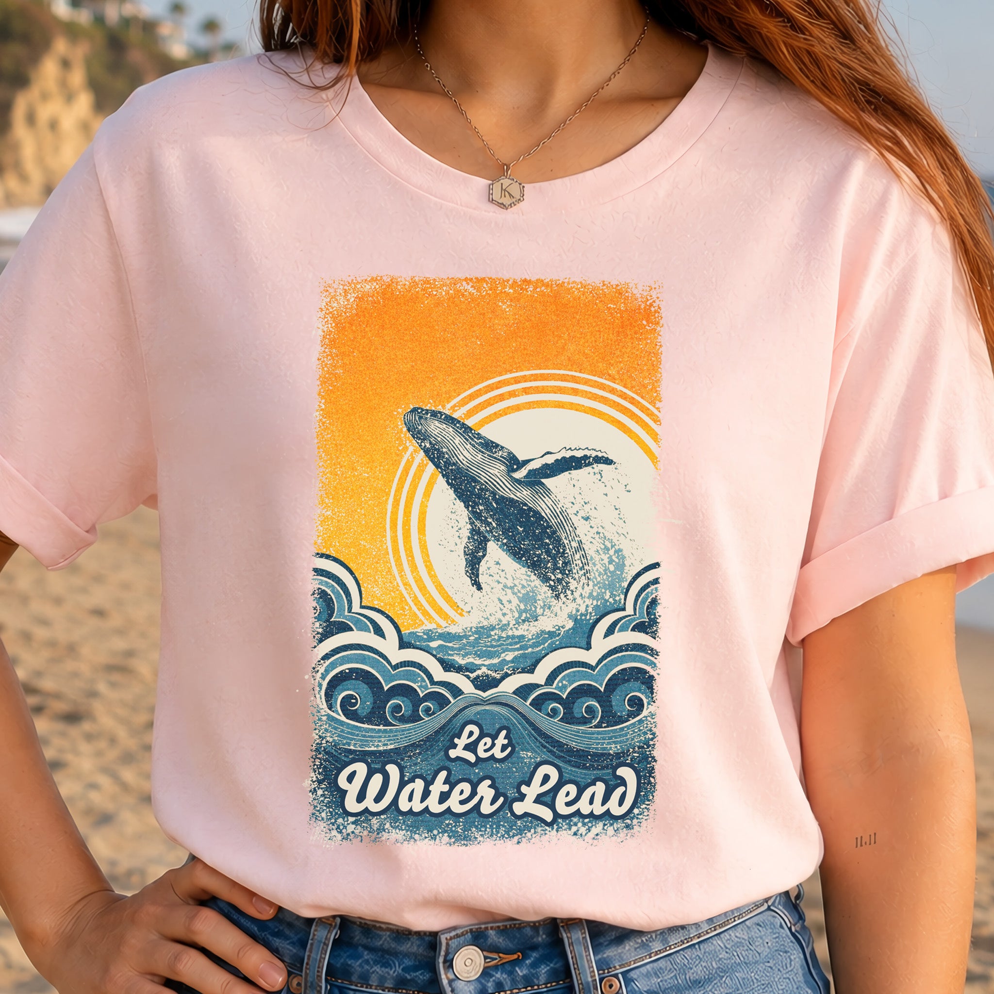 Let Water Lead Vintage Whale Wave T-Shirt