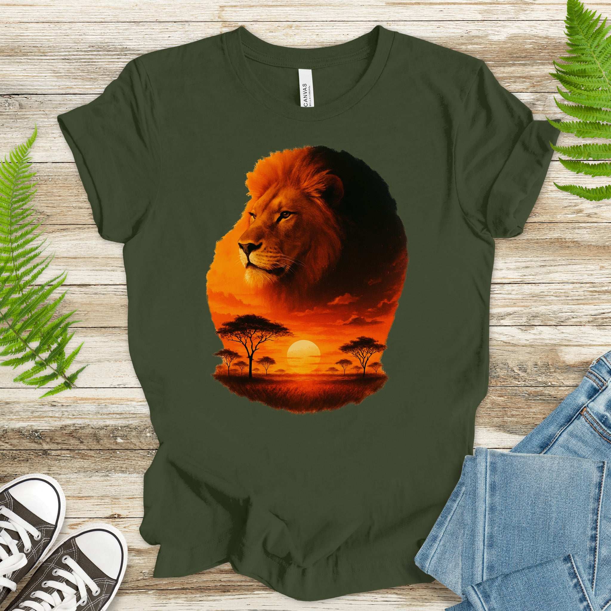 Sunset Safari Lion T-Shirt – Majestic Savannah Spirit Animal Tee