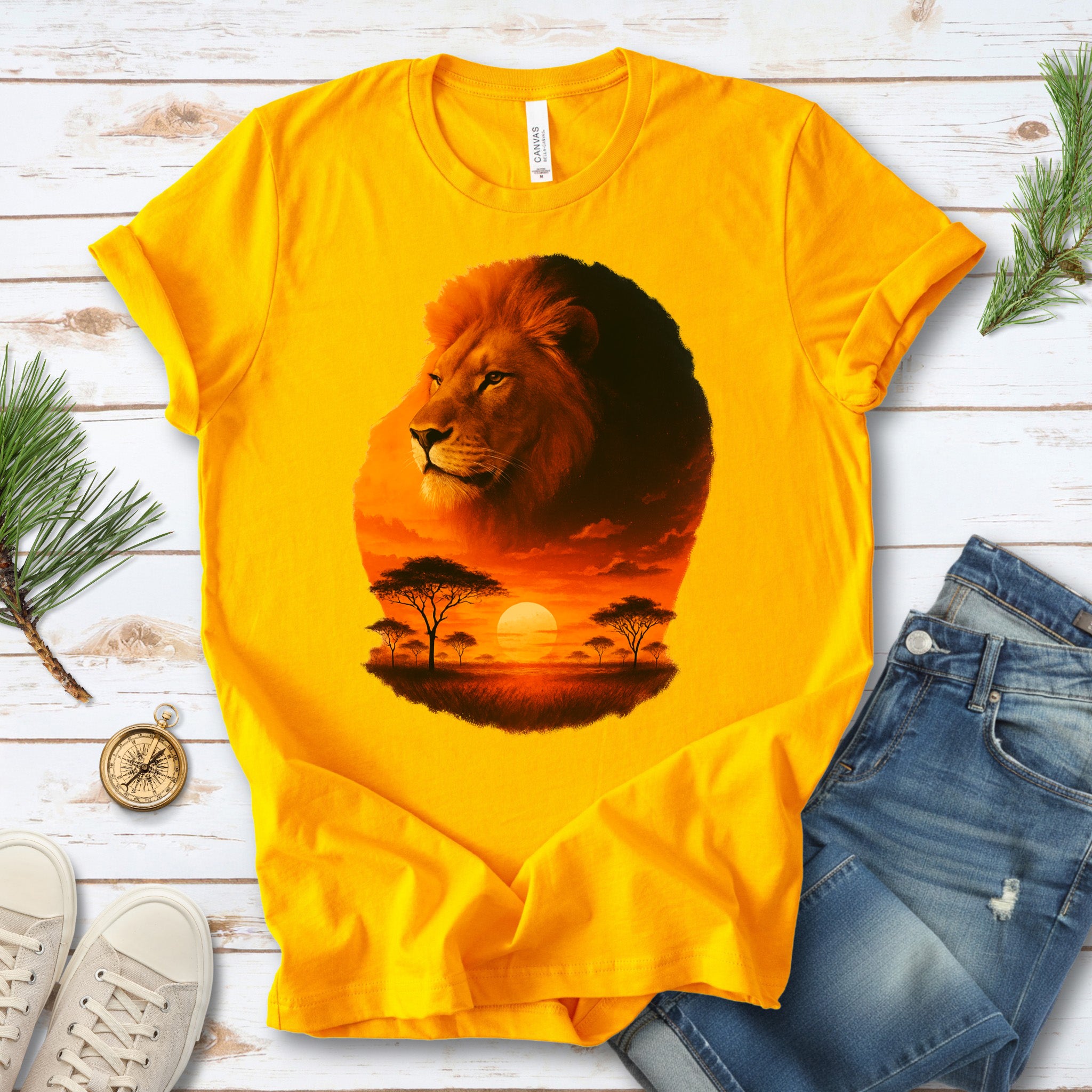 Sunset Safari Lion T-Shirt – Majestic Savannah Spirit Animal Tee