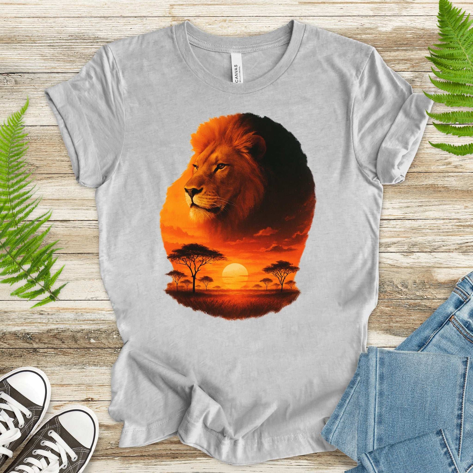 Sunset Safari Lion T-Shirt – Majestic Savannah Spirit Animal Tee