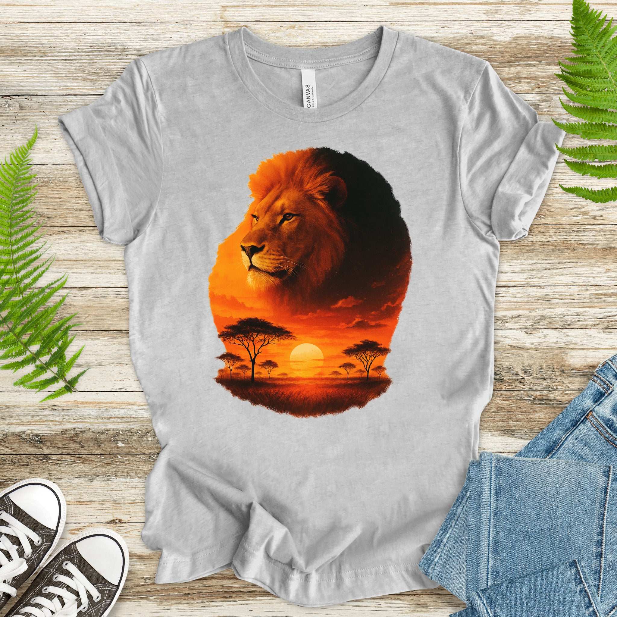 Sunset Safari Lion T-Shirt – Majestic Savannah Spirit Animal Tee