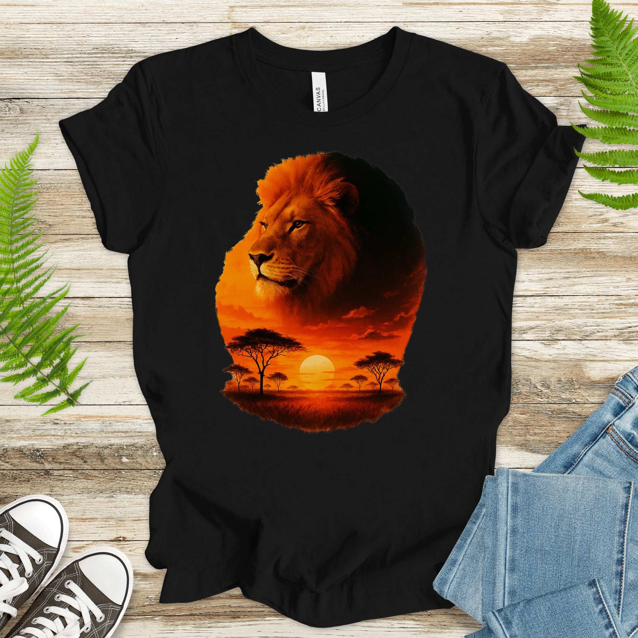 Sunset Safari Lion T-Shirt – Majestic Savannah Spirit Animal Tee
