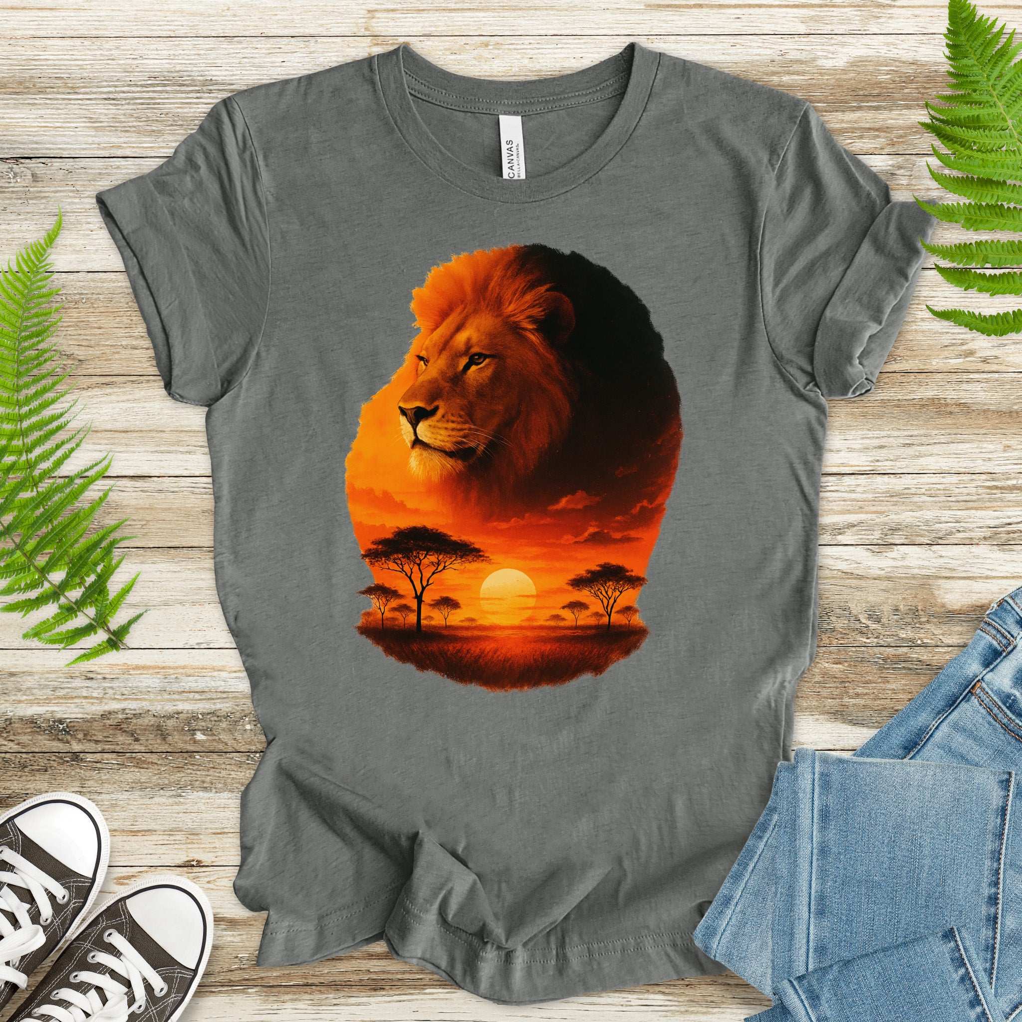 Sunset Safari Lion T-Shirt – Majestic Savannah Spirit Animal Tee