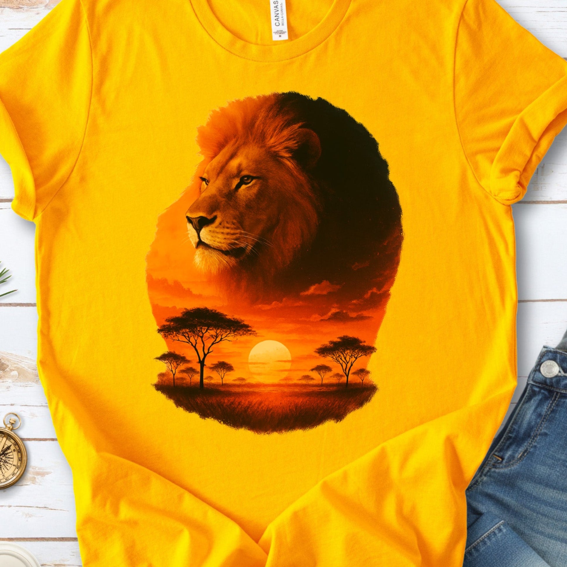 Sunset Safari Lion T-Shirt – Majestic Savannah Spirit Animal Tee