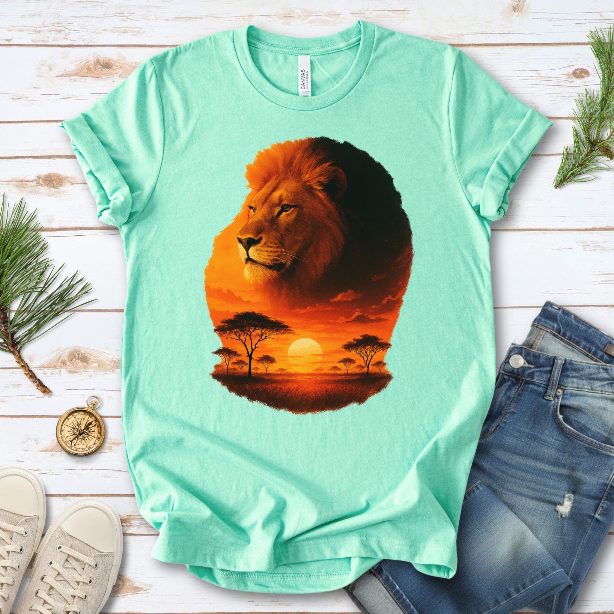 Sunset Safari Lion T-Shirt – Majestic Savannah Spirit Animal Tee