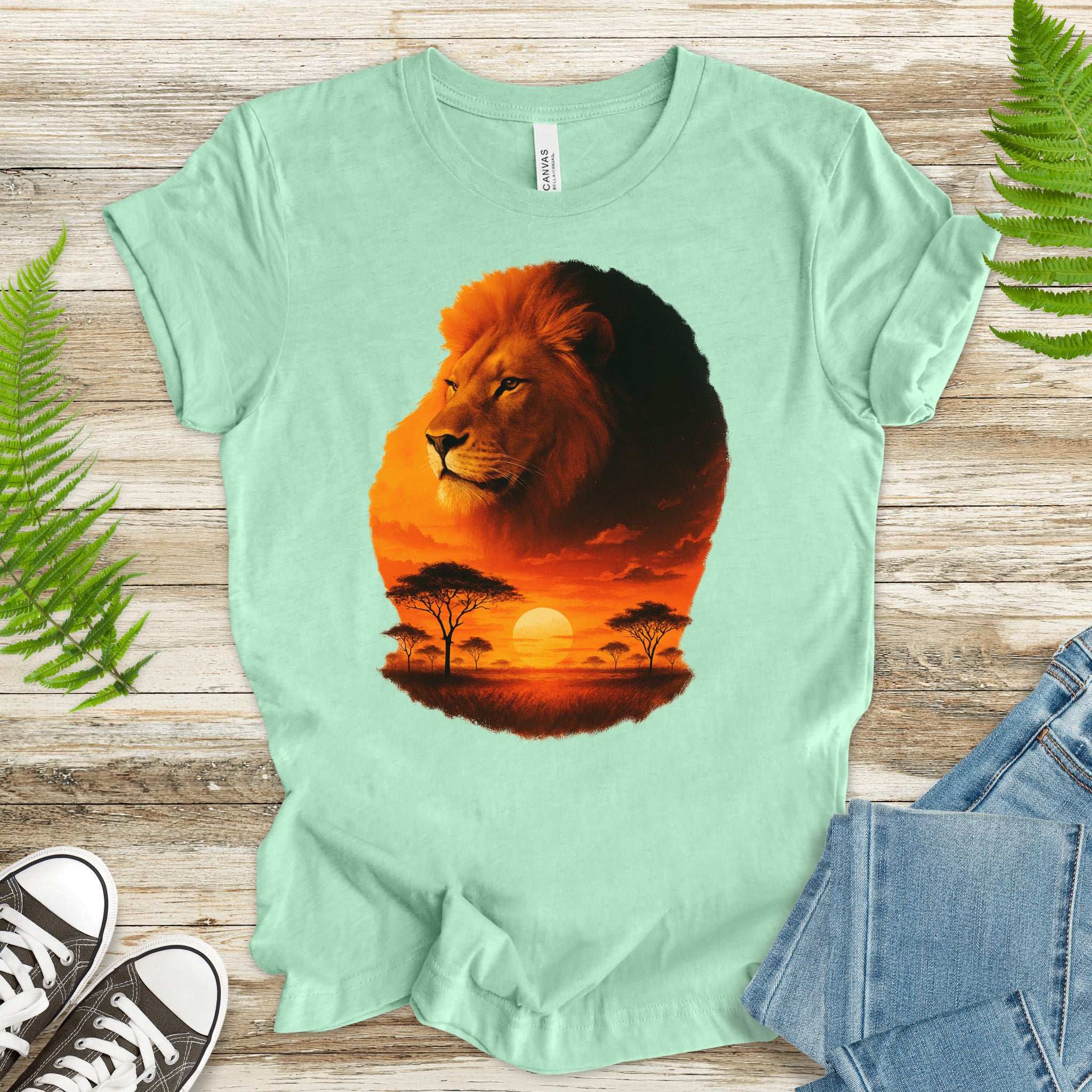 Sunset Safari Lion T-Shirt – Majestic Savannah Spirit Animal Tee