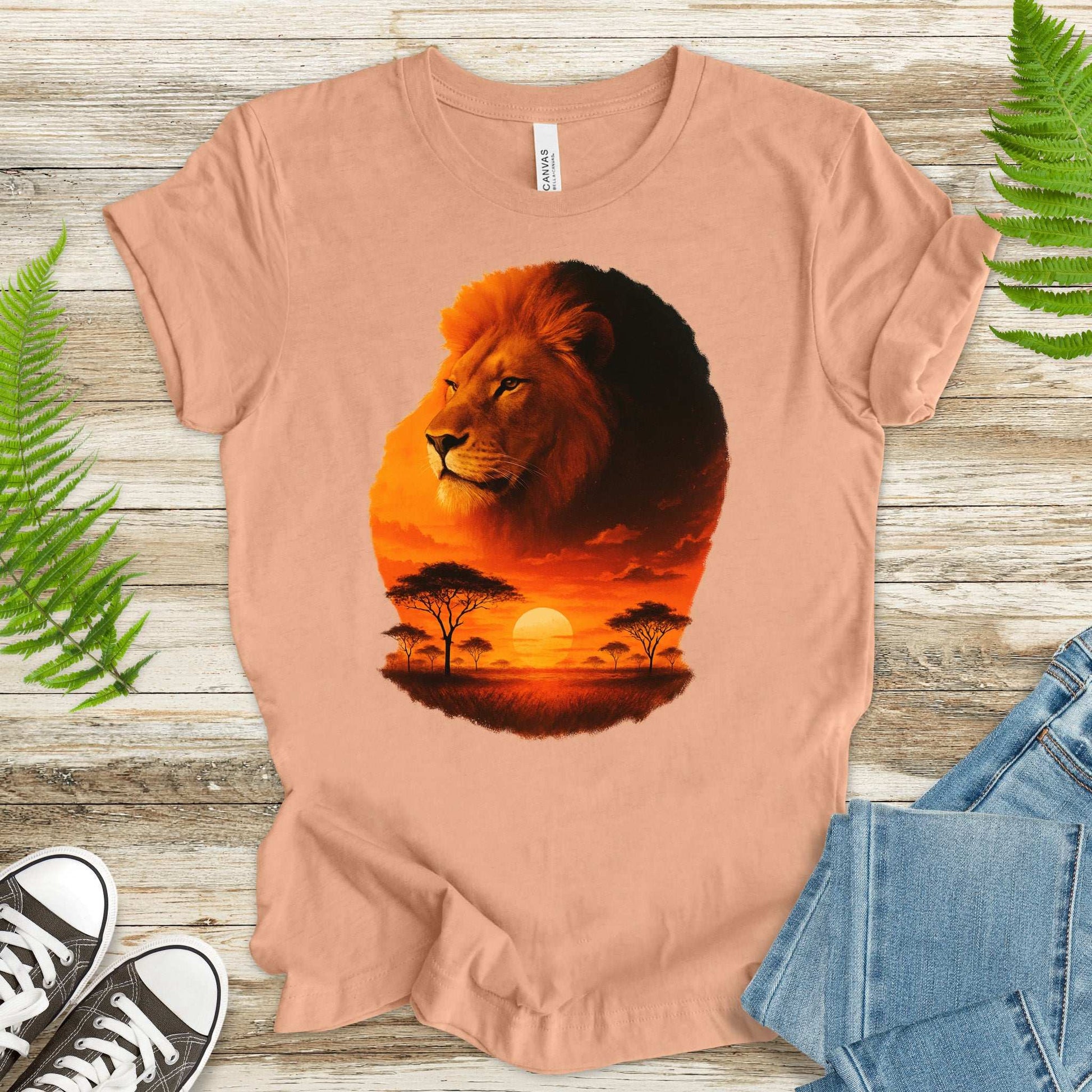 Sunset Safari Lion T-Shirt – Majestic Savannah Spirit Animal Tee