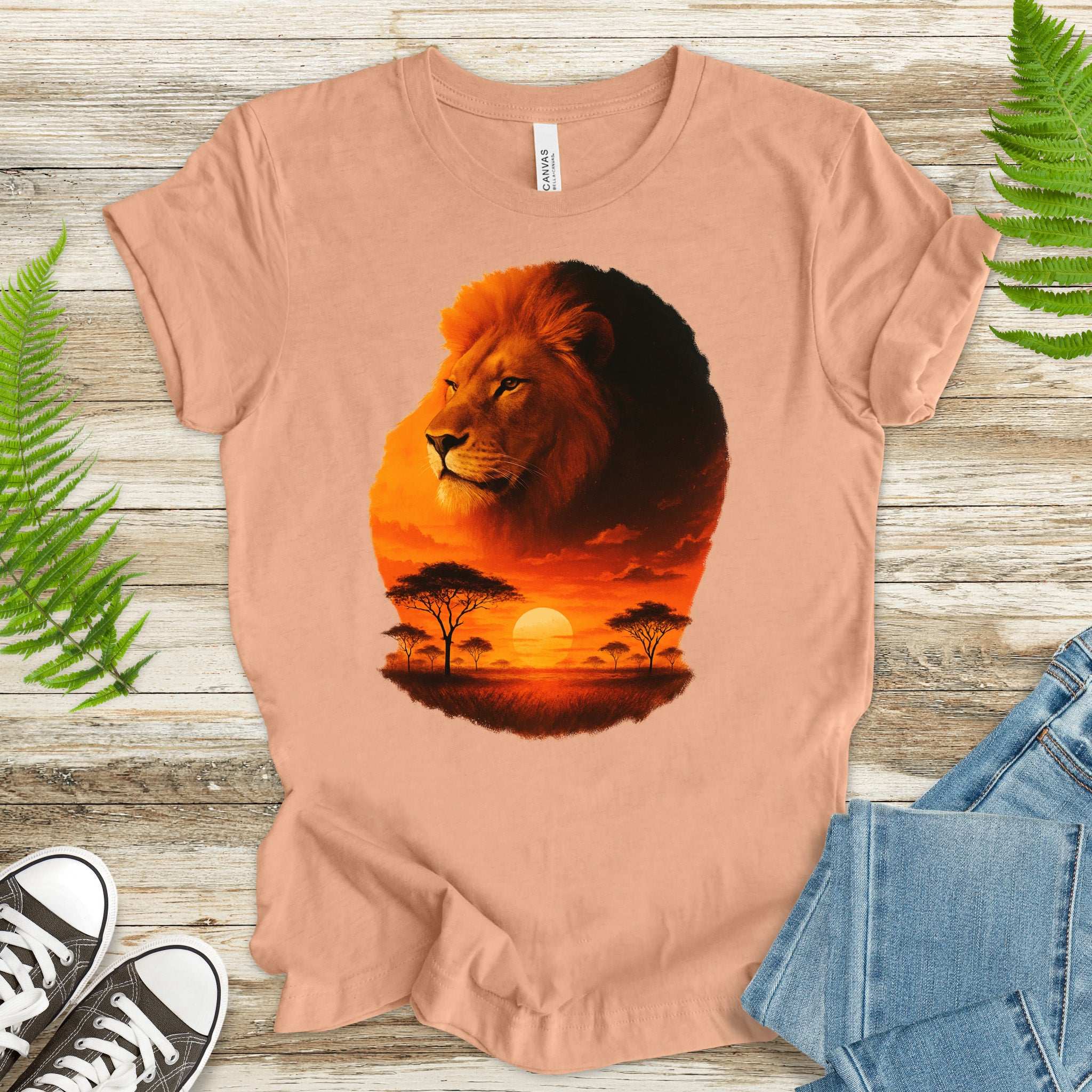 Sunset Safari Lion T-Shirt – Majestic Savannah Spirit Animal Tee