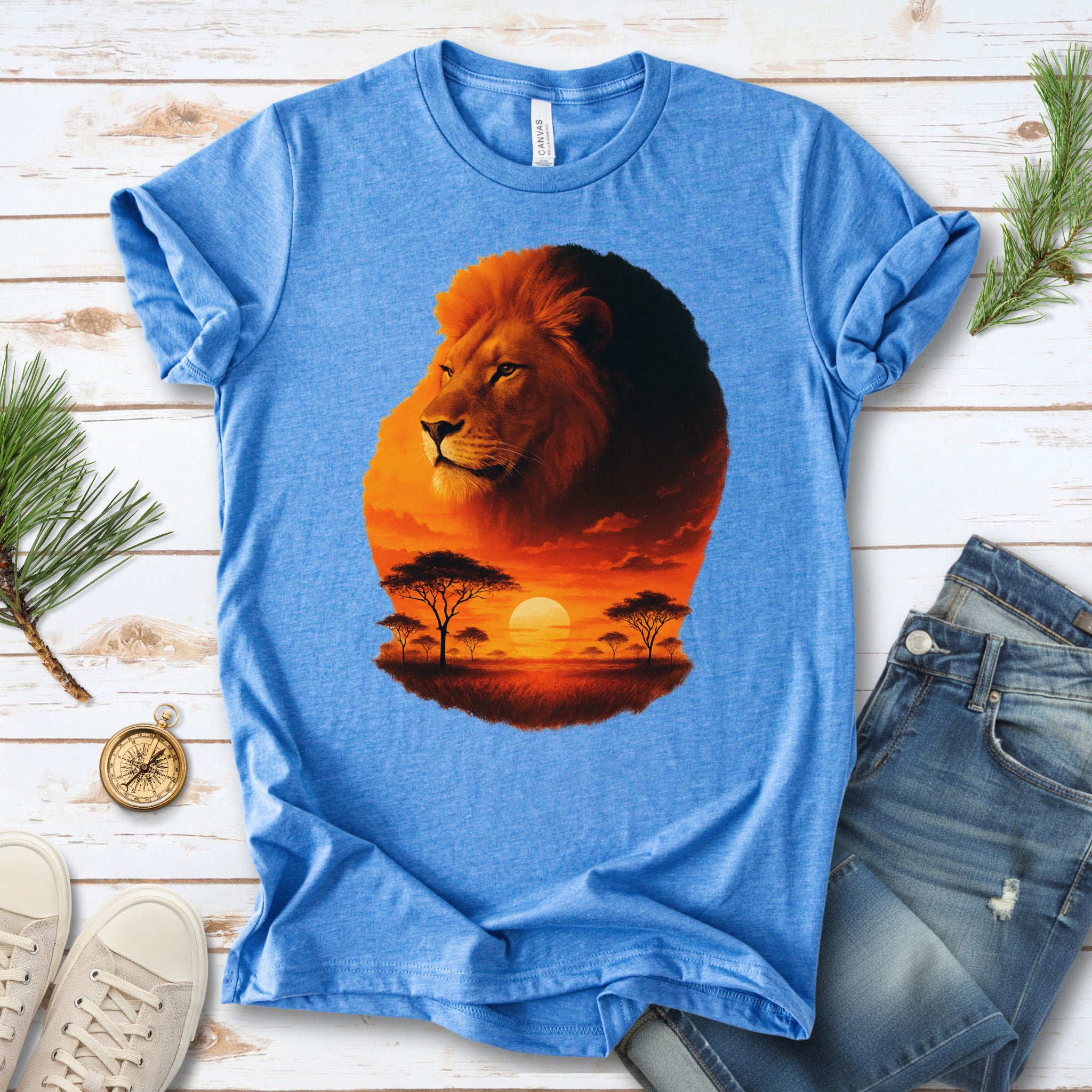 Sunset Safari Lion T-Shirt – Majestic Savannah Spirit Animal Tee