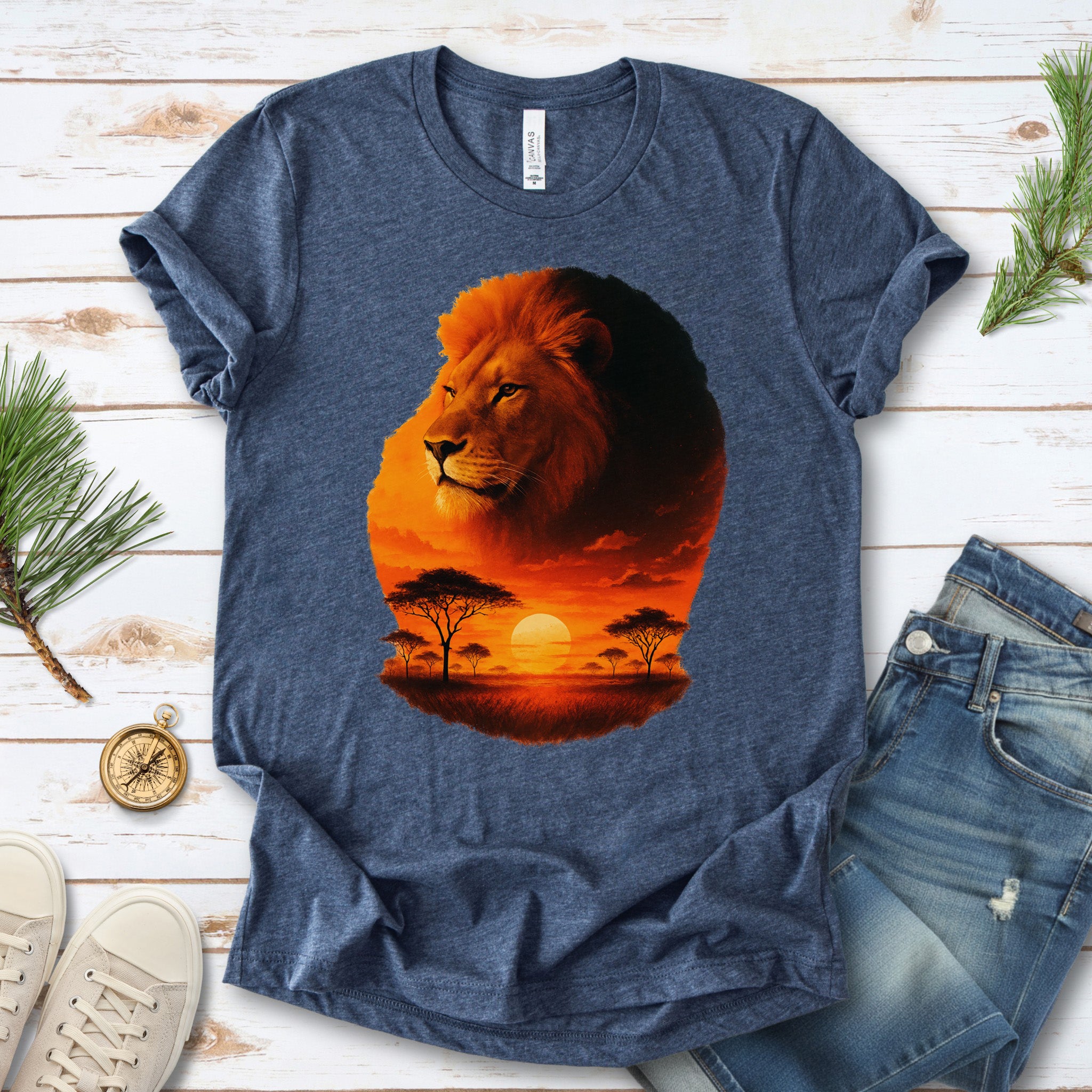 Sunset Safari Lion T-Shirt – Majestic Savannah Spirit Animal Tee