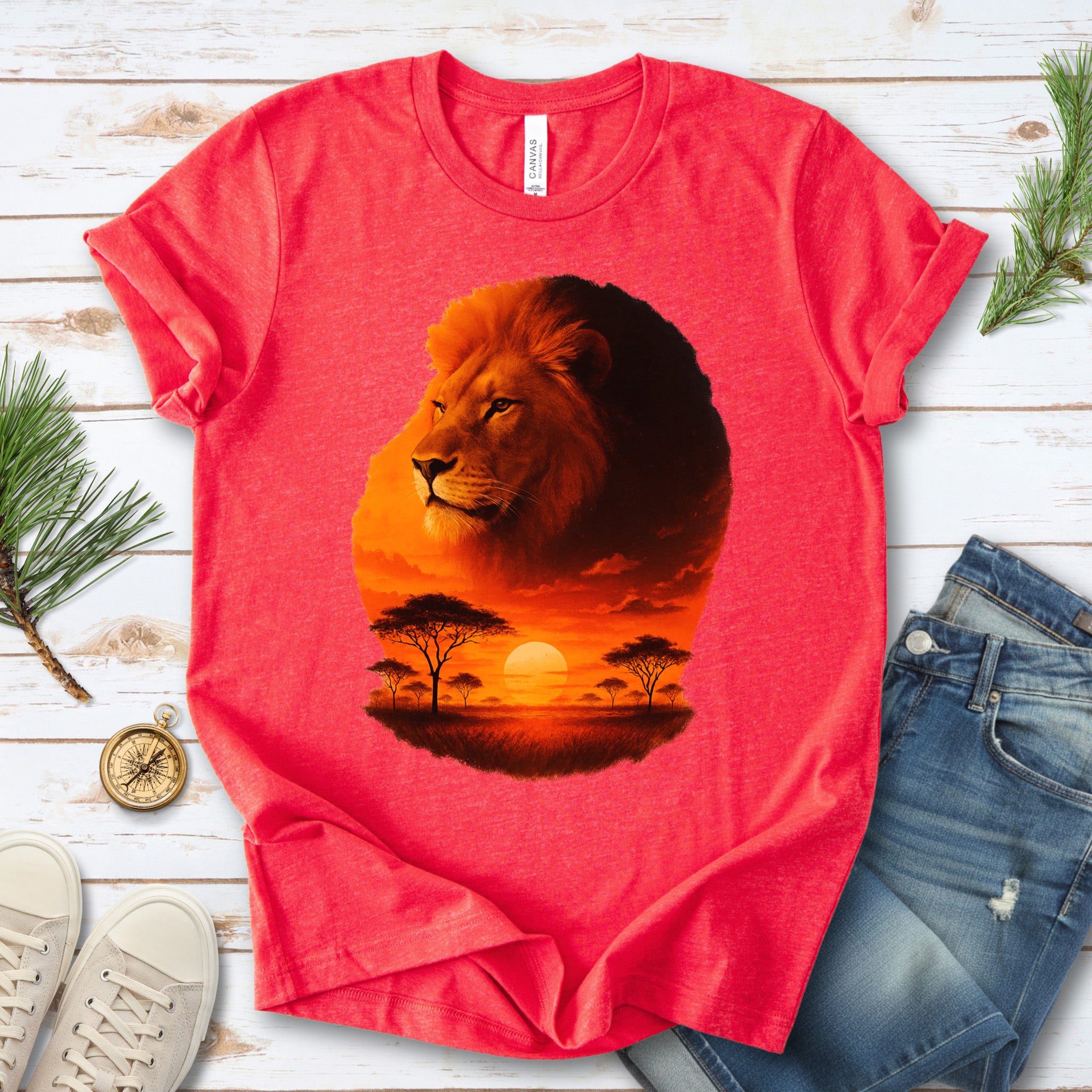 Sunset Safari Lion T-Shirt – Majestic Savannah Spirit Animal Tee