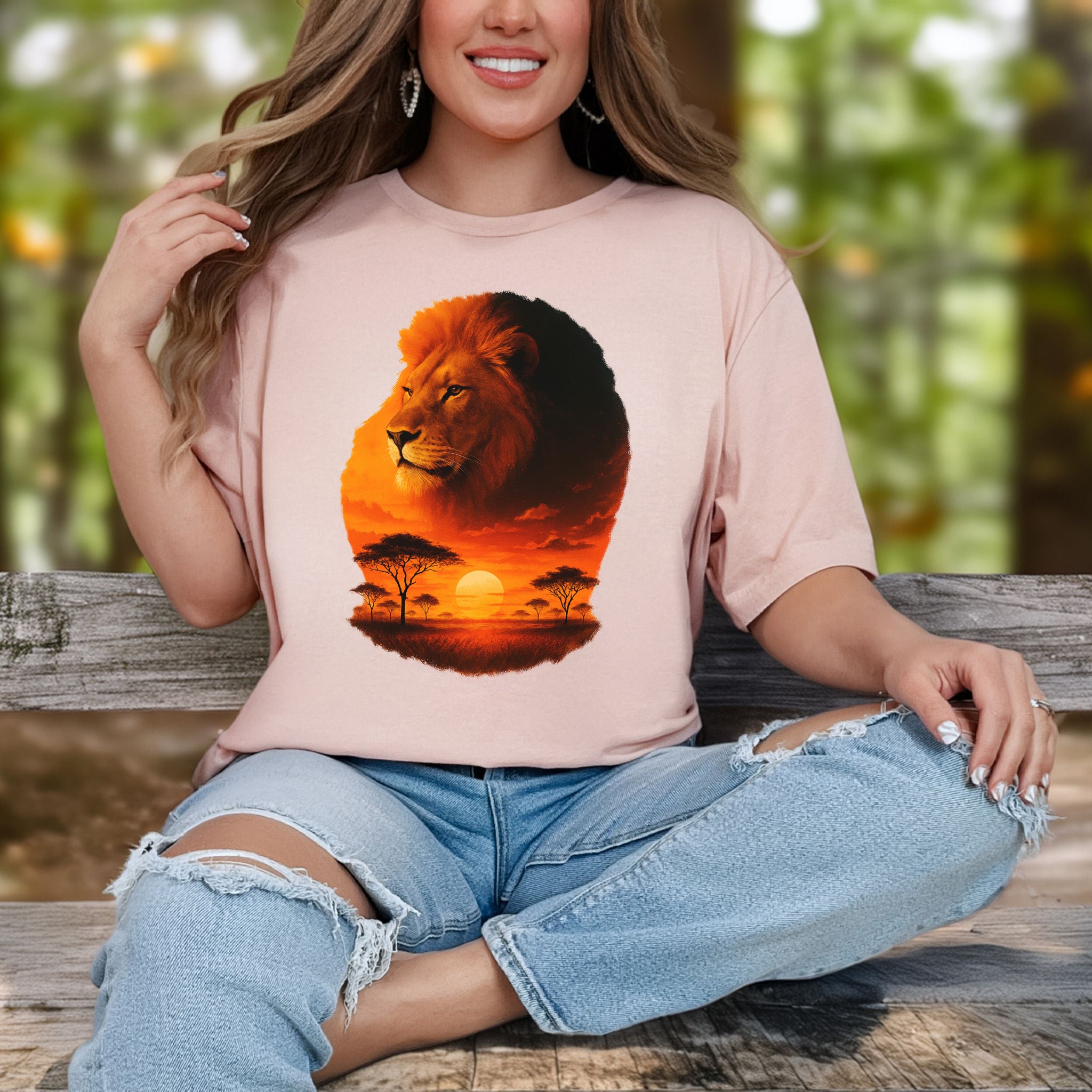 Sunset Safari Lion T-Shirt – Majestic Savannah Spirit Animal Tee