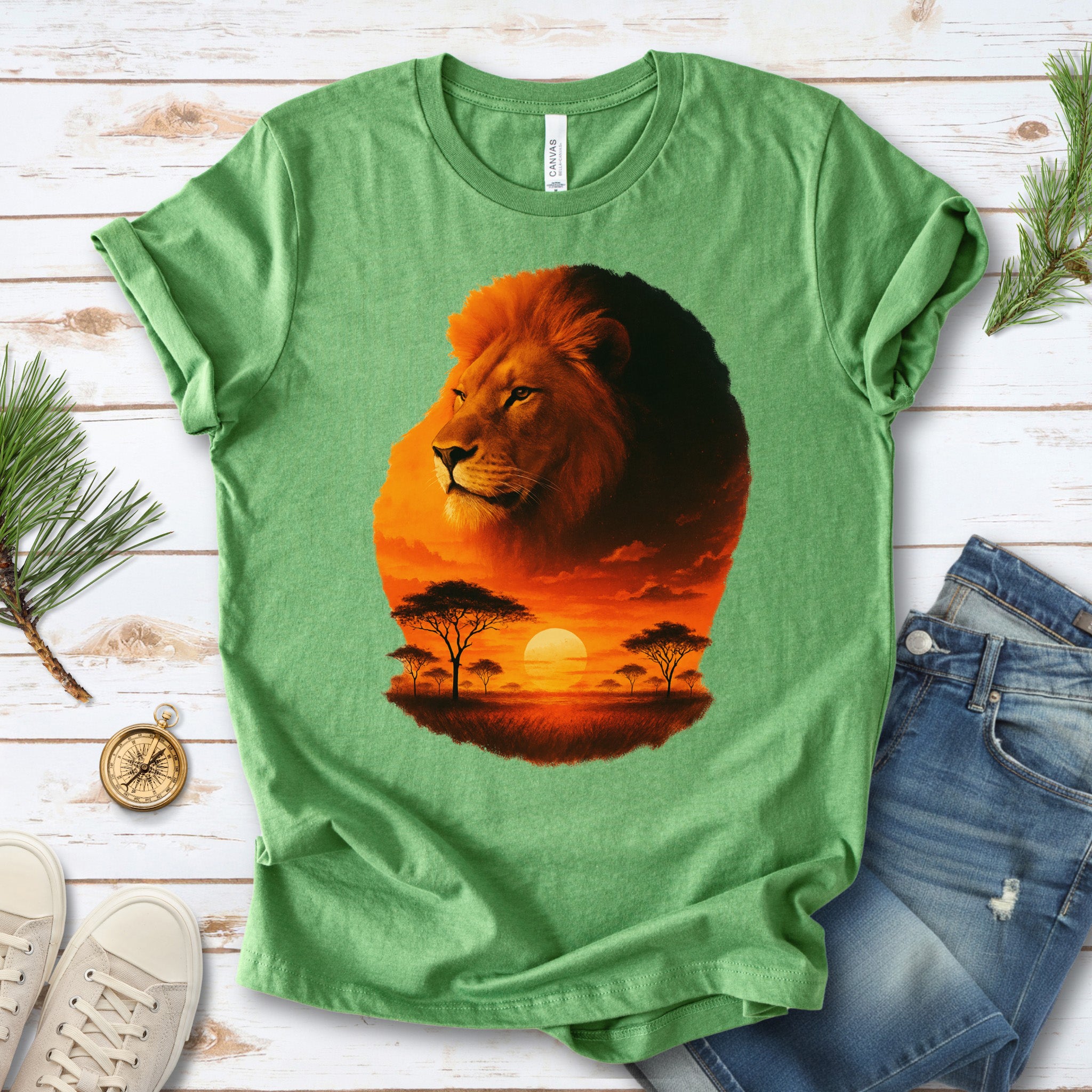 Sunset Safari Lion T-Shirt – Majestic Savannah Spirit Animal Tee