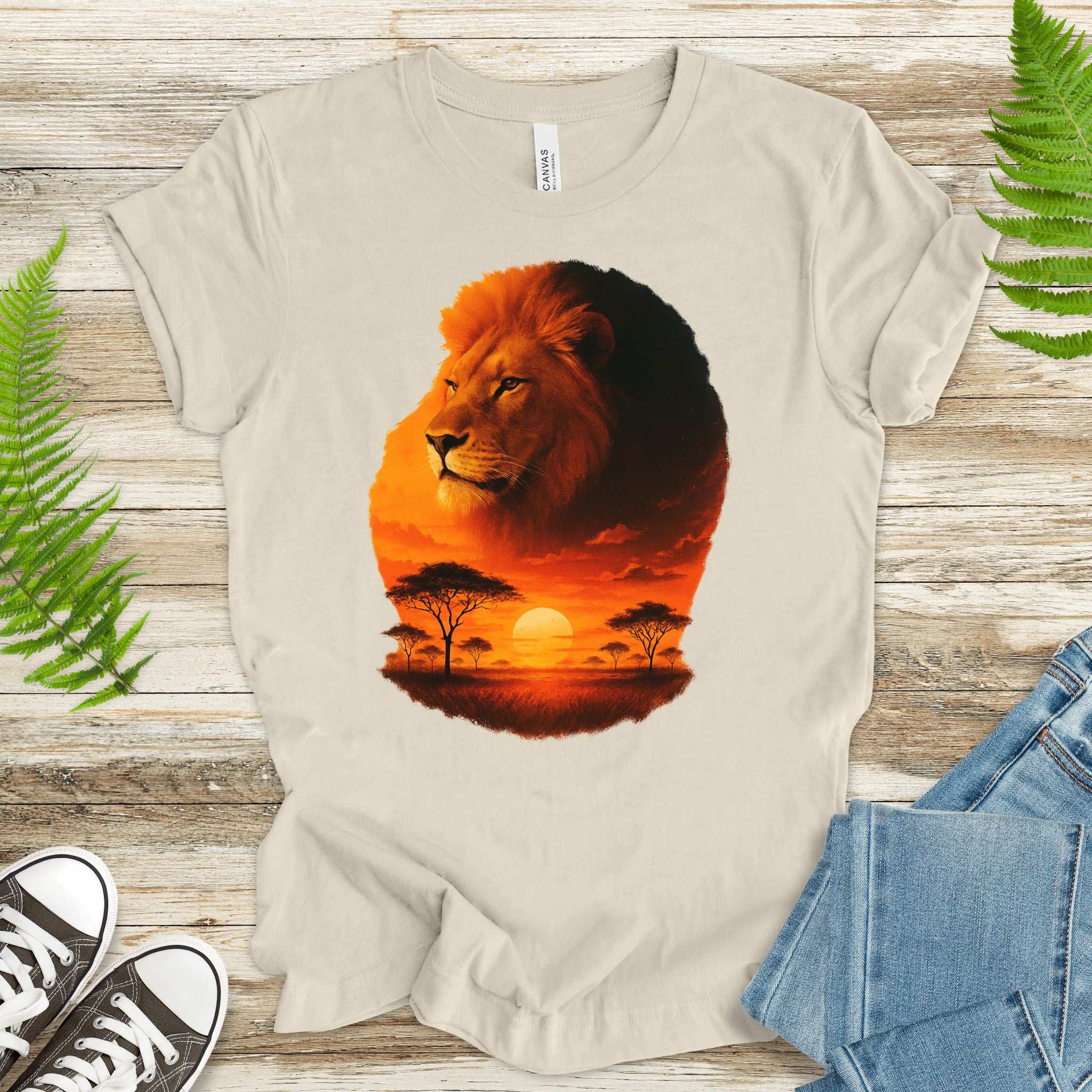 Sunset Safari Lion T-Shirt – Majestic Savannah Spirit Animal Tee