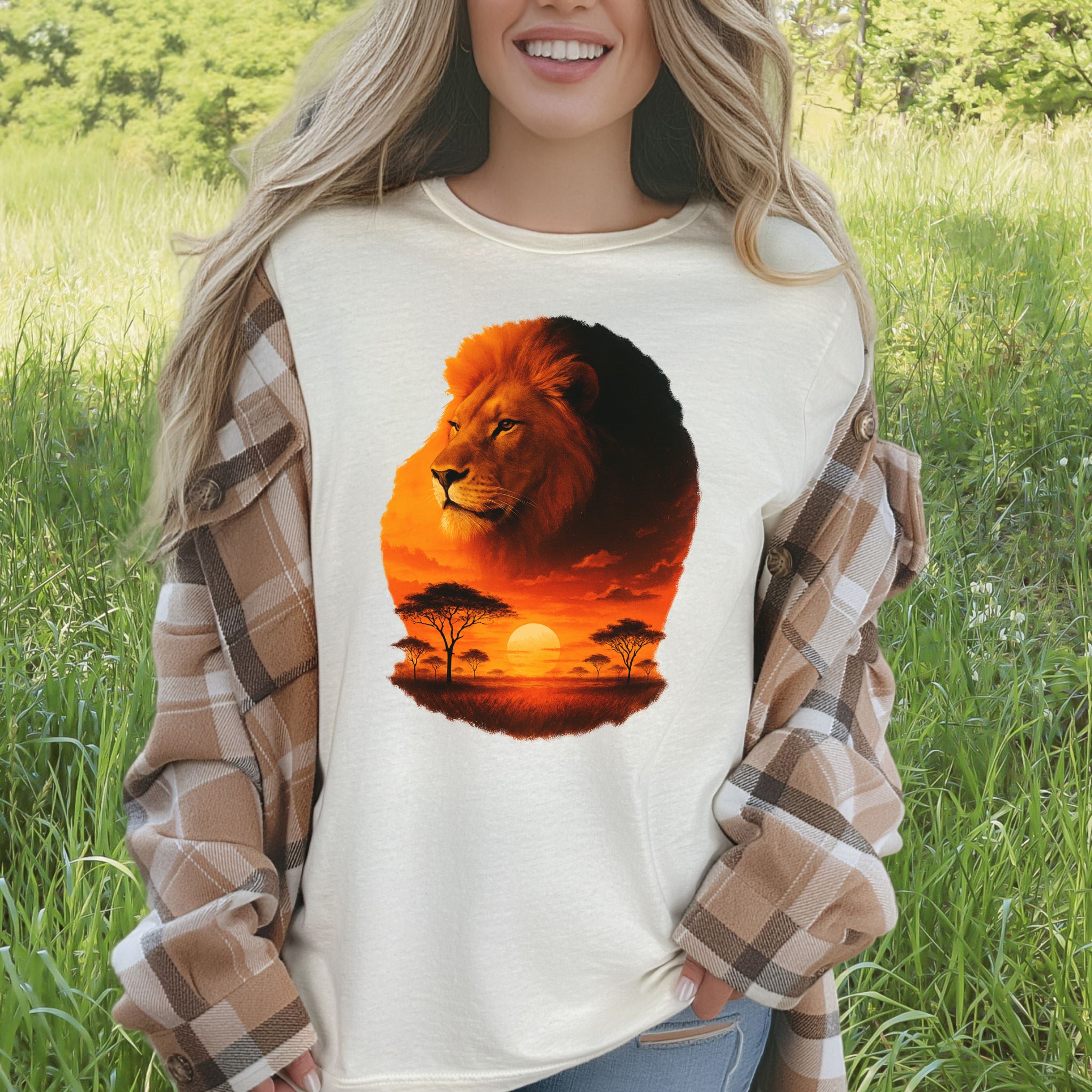 Sunset Safari Lion T-Shirt – Majestic Savannah Spirit Animal Tee
