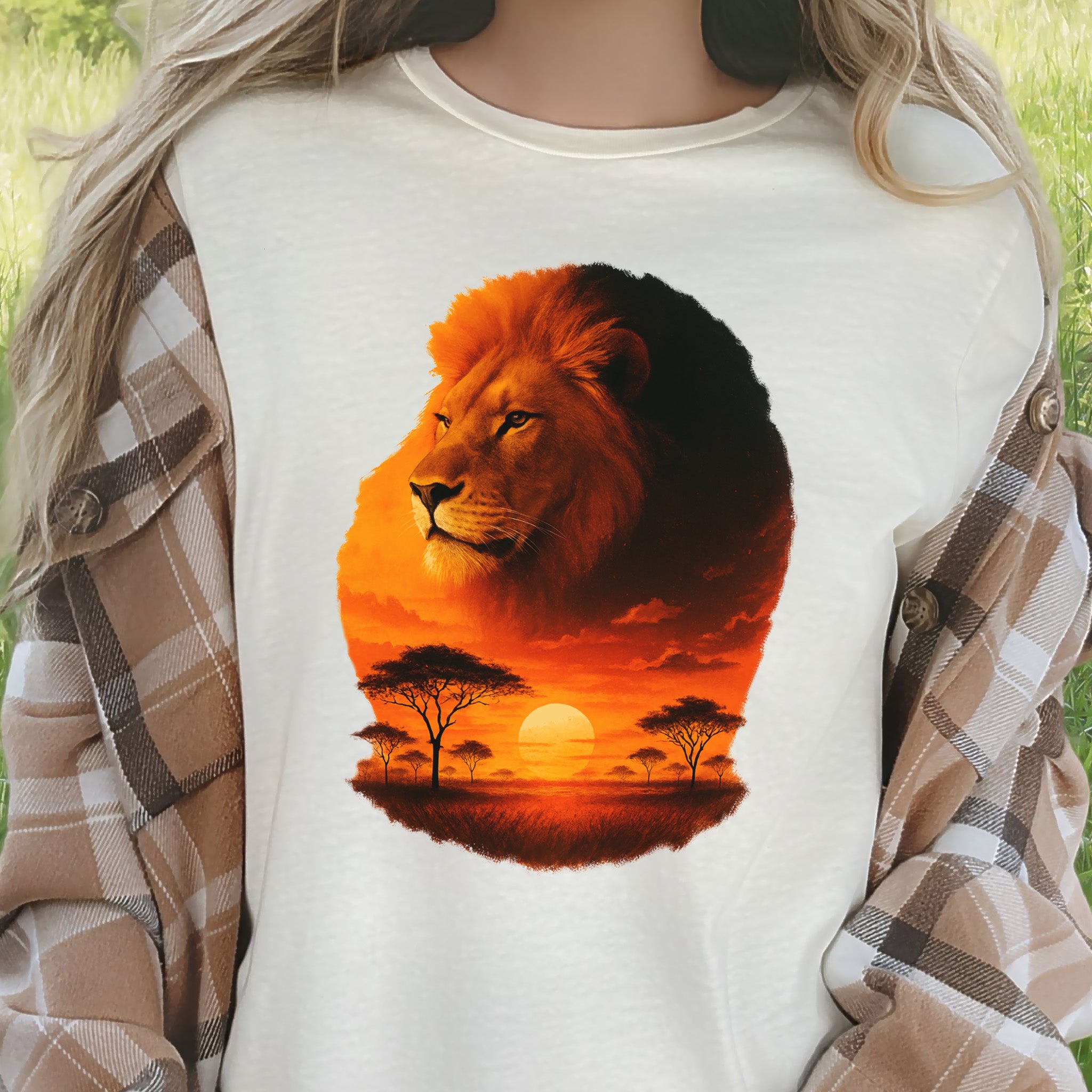 Sunset Safari Lion T-Shirt – Majestic Savannah Spirit Animal Tee
