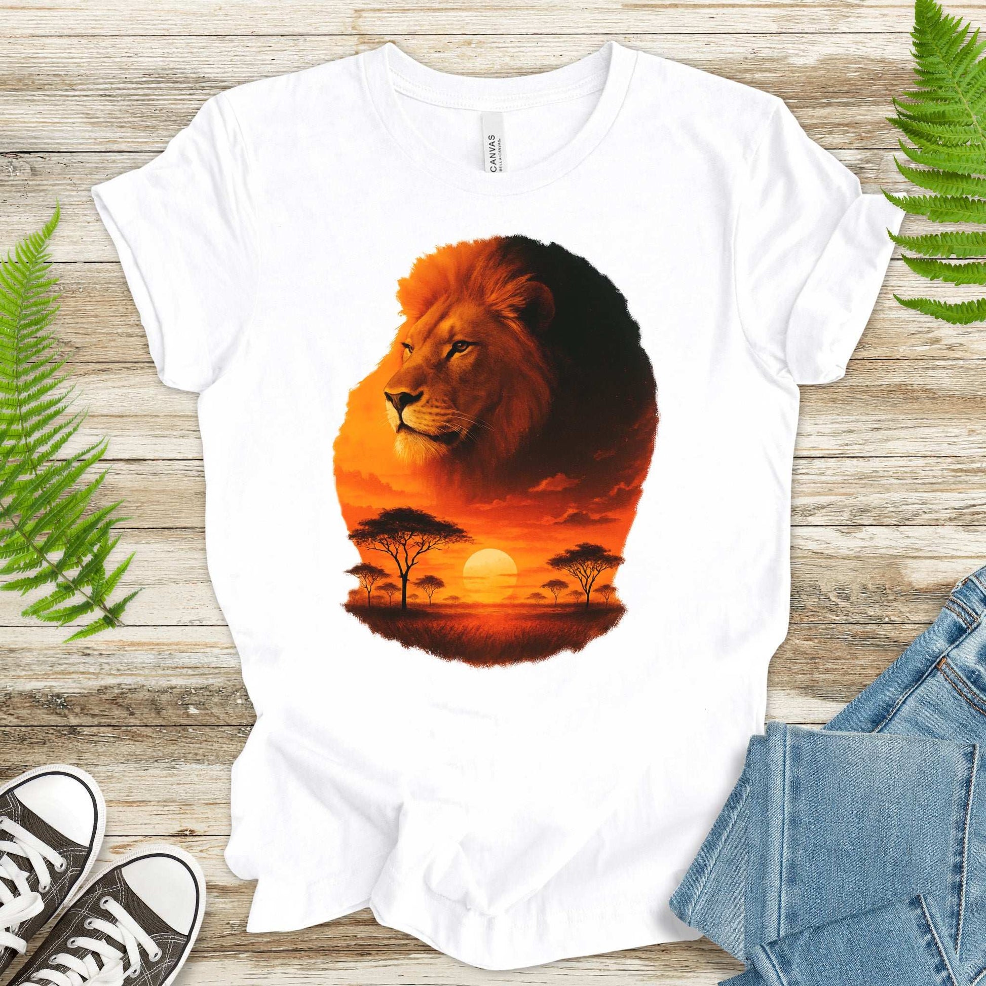 Sunset Safari Lion T-Shirt – Majestic Savannah Spirit Animal Tee