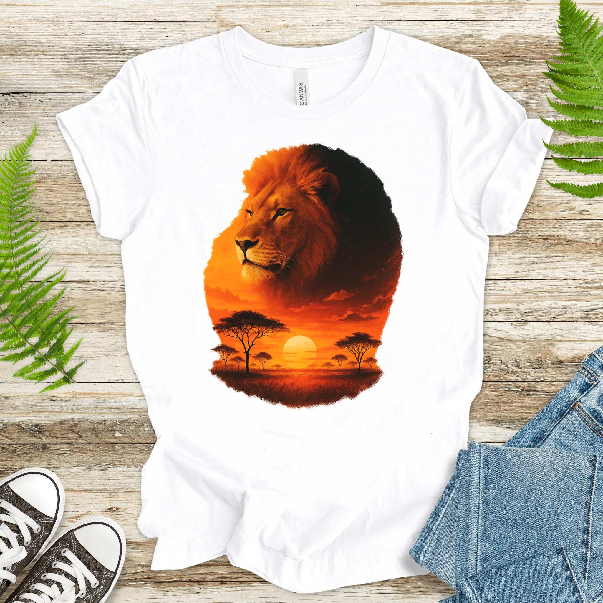 Sunset Safari Lion T-Shirt – Majestic Savannah Spirit Animal Tee