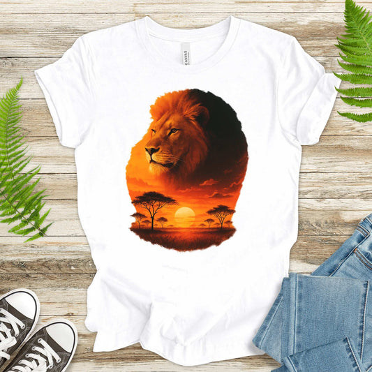 Sunset Safari Lion T-Shirt – Majestic Savannah Spirit Animal Tee