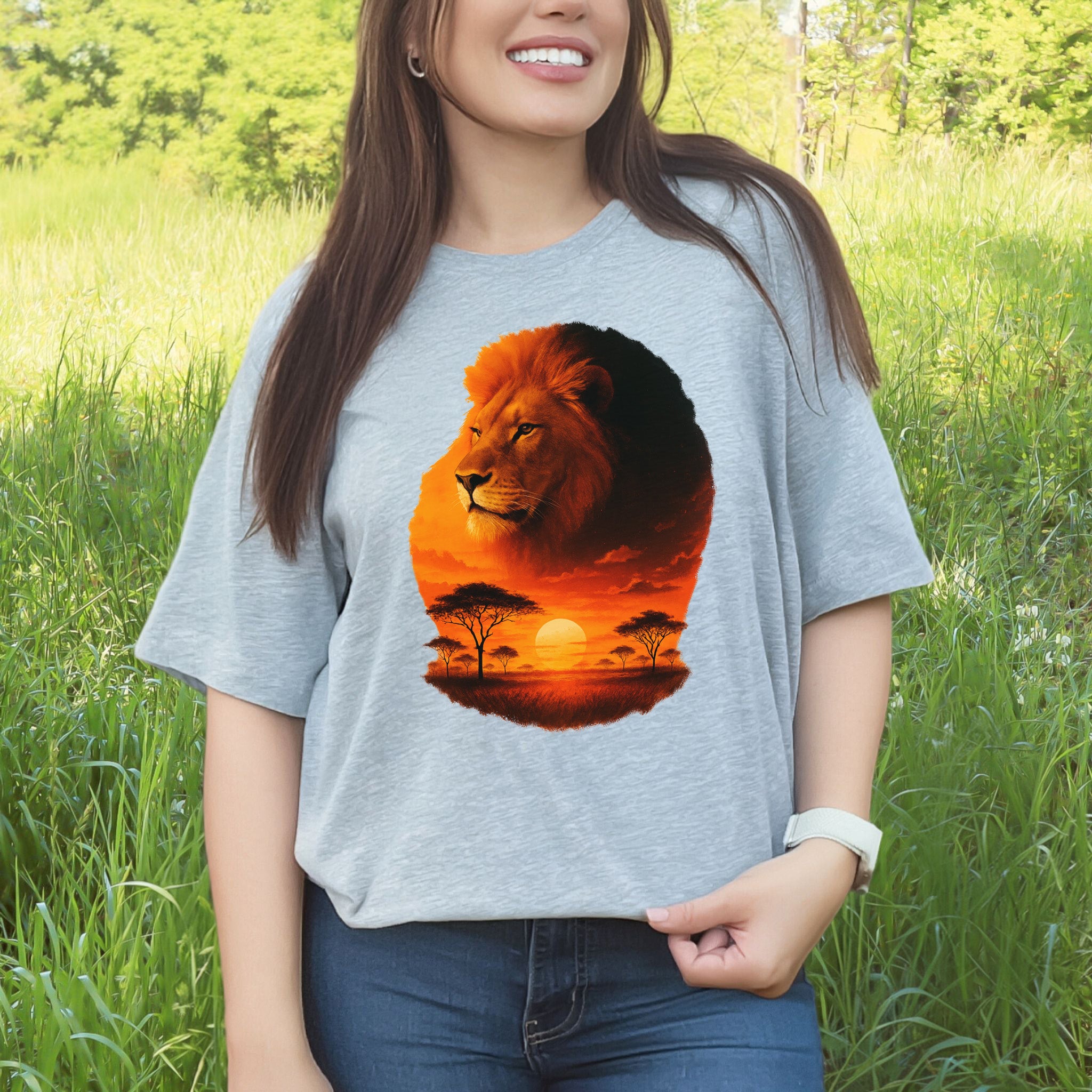 Sunset Safari Lion T-Shirt – Majestic Savannah Spirit Animal Tee